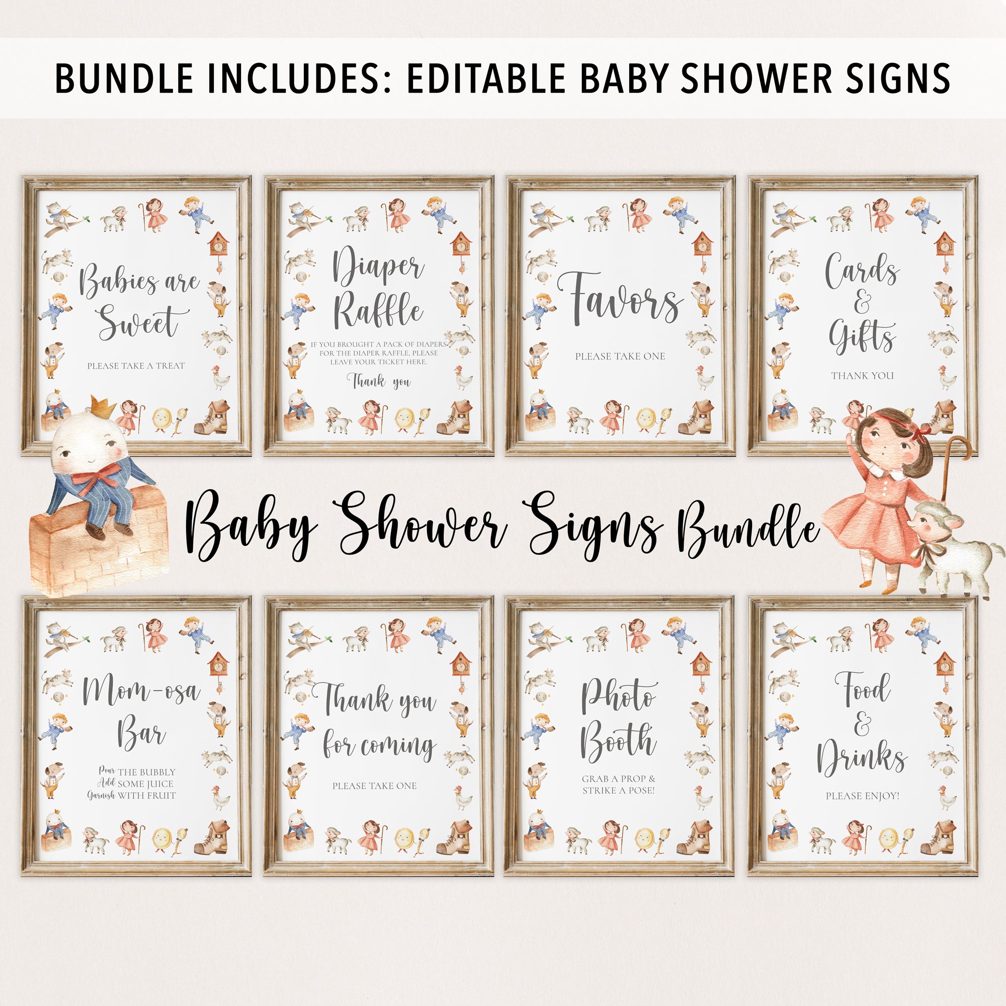 Complete Nursery Rhyme Baby Shower Bundle