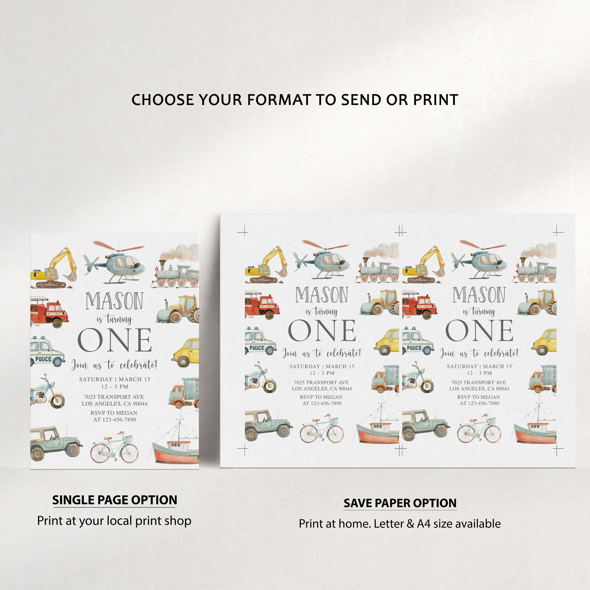 Transport Vehicles 1st Birthday Bundle
