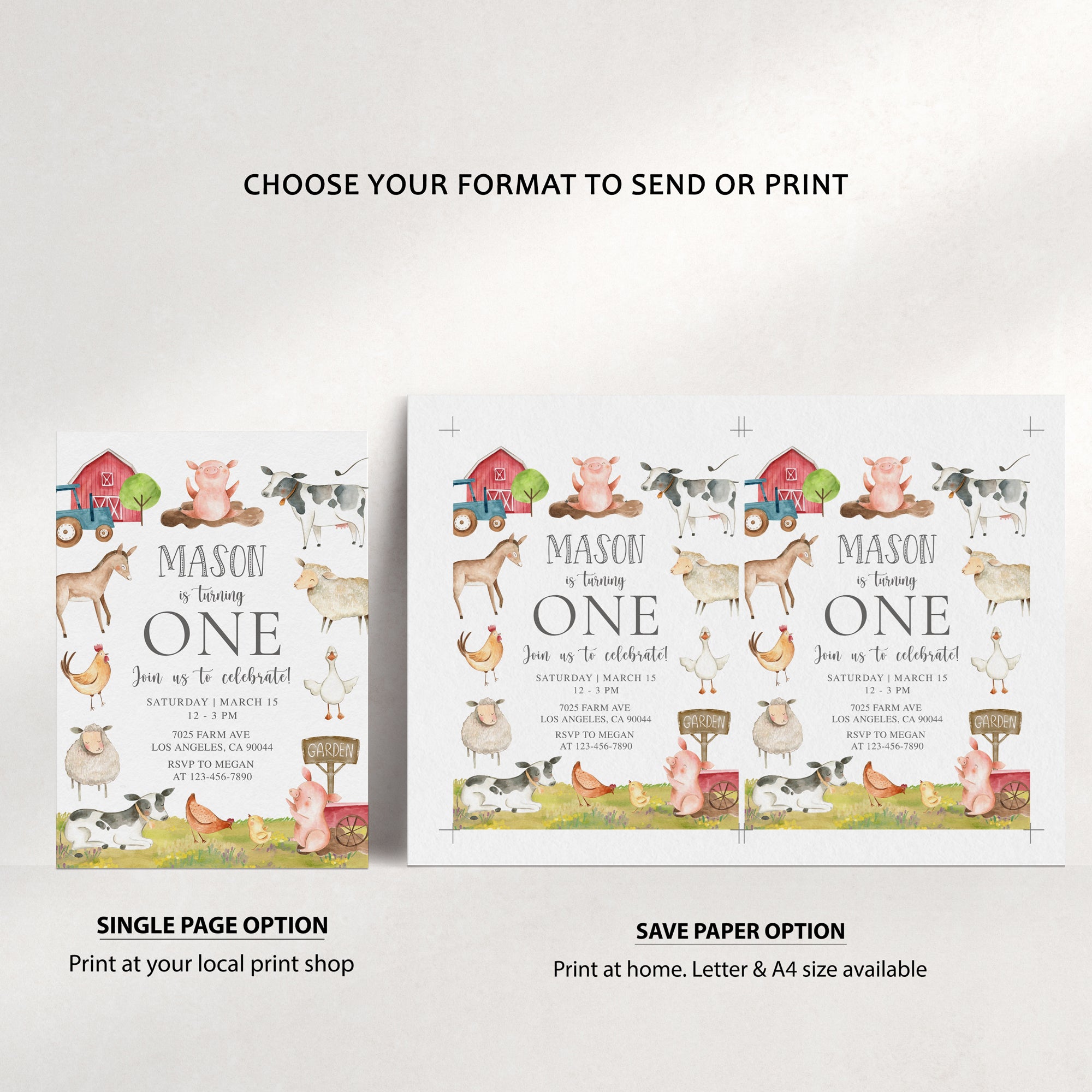Farm Animals Birthday Invite