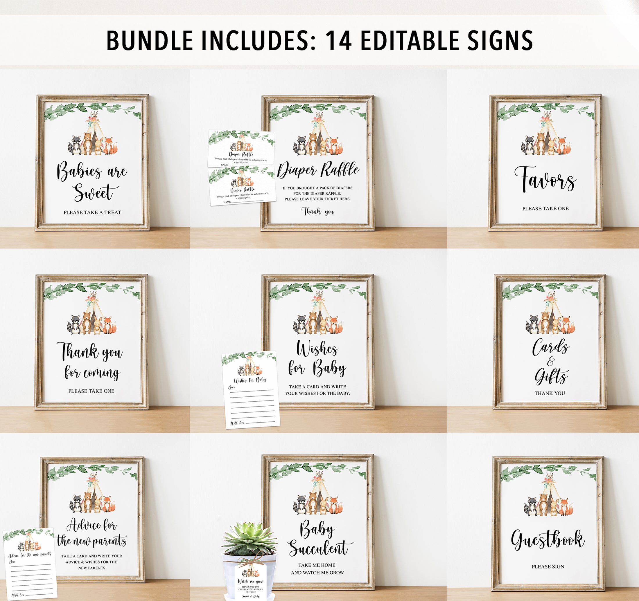 Complete Woodland Baby Shower Bundle