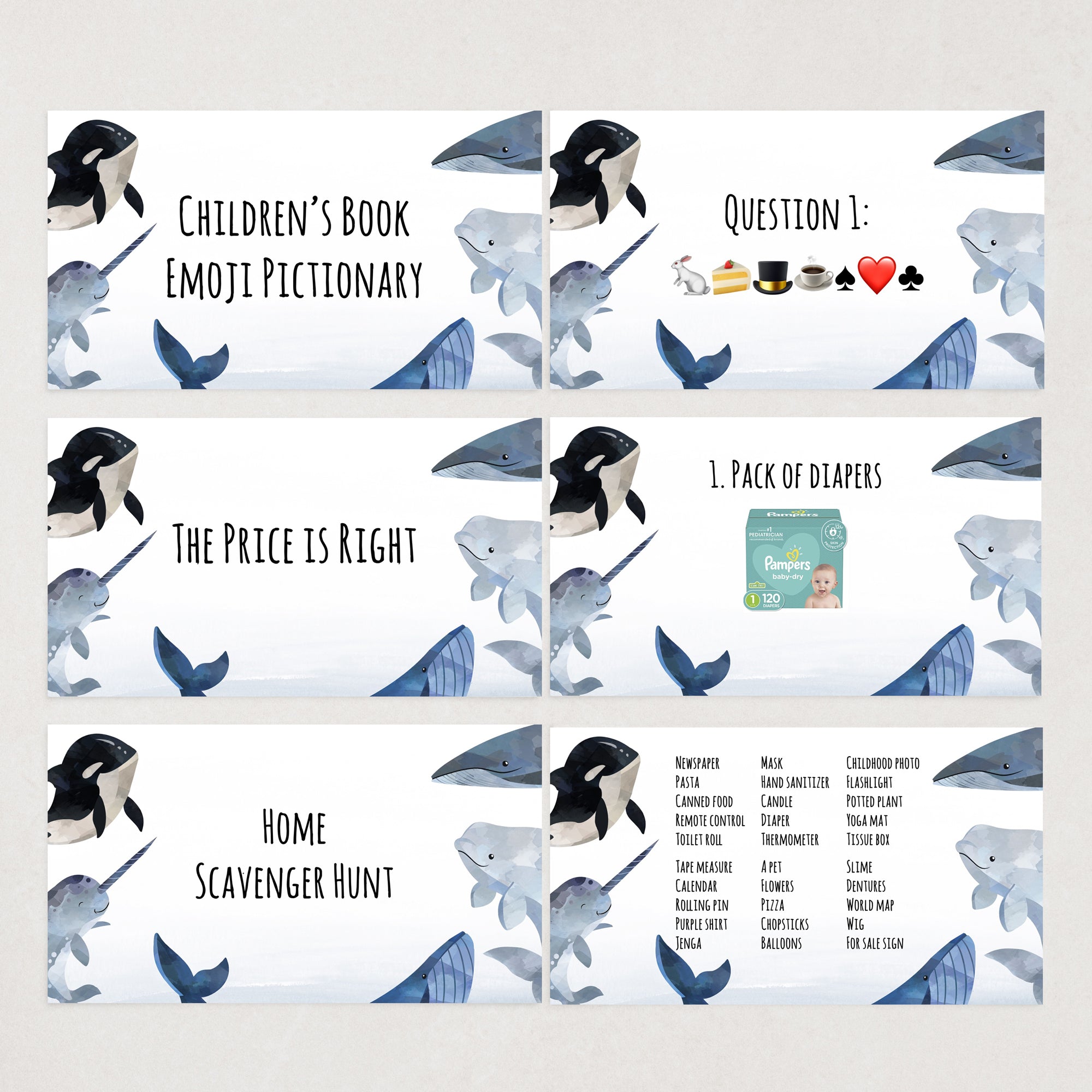 Whales Virtual Baby Shower Games