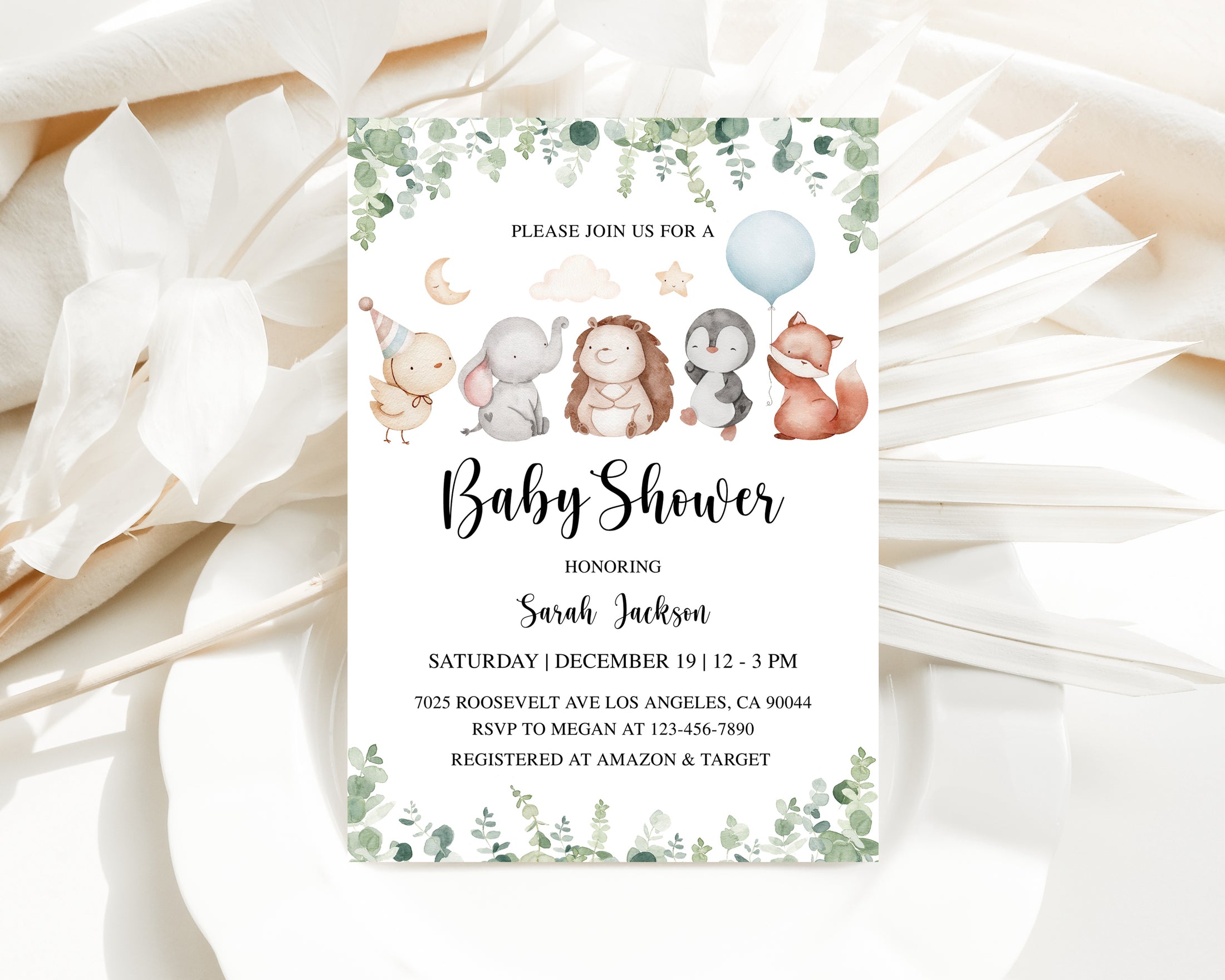 Baby Animals Baby Shower Invite & Games