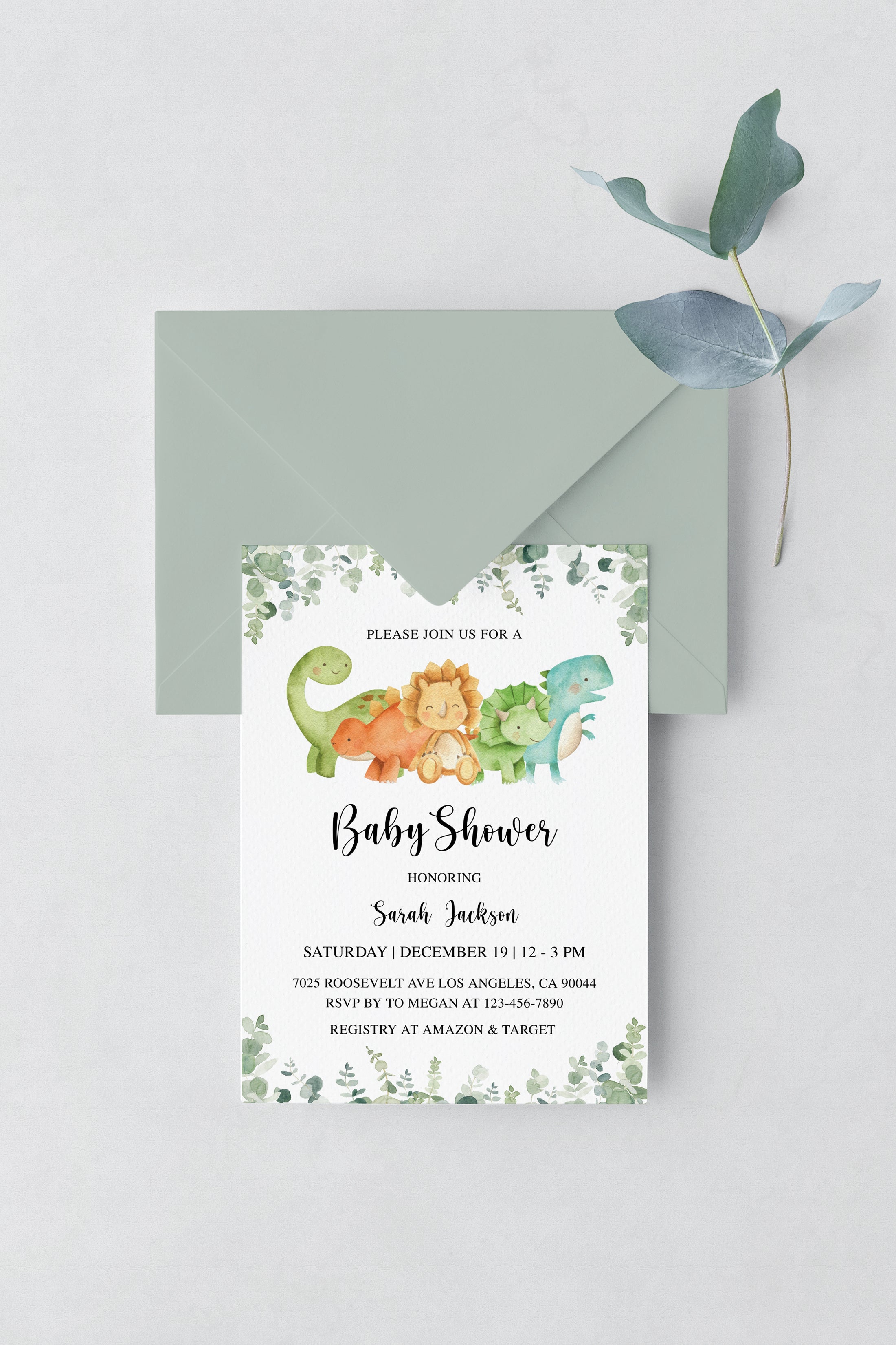 Dinosaur Baby Shower Invite & Games