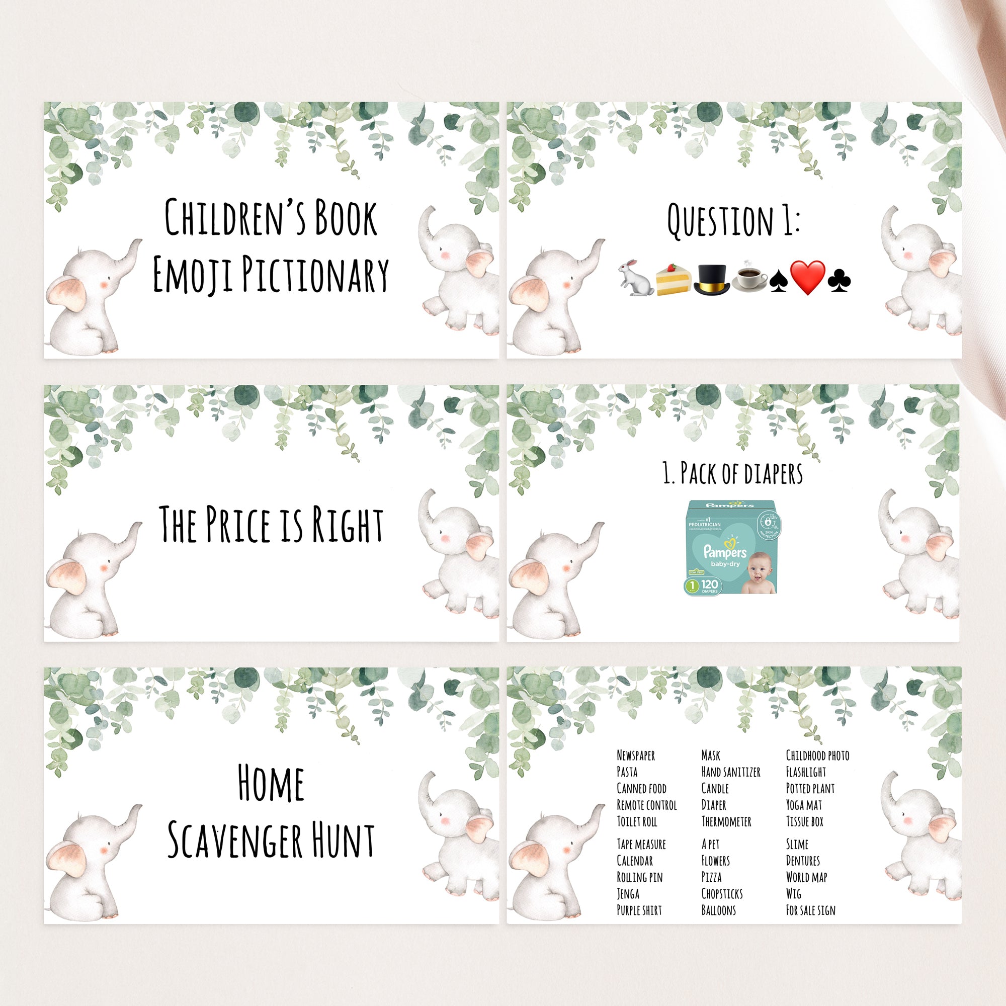 Elephant Virtual Baby Shower Games