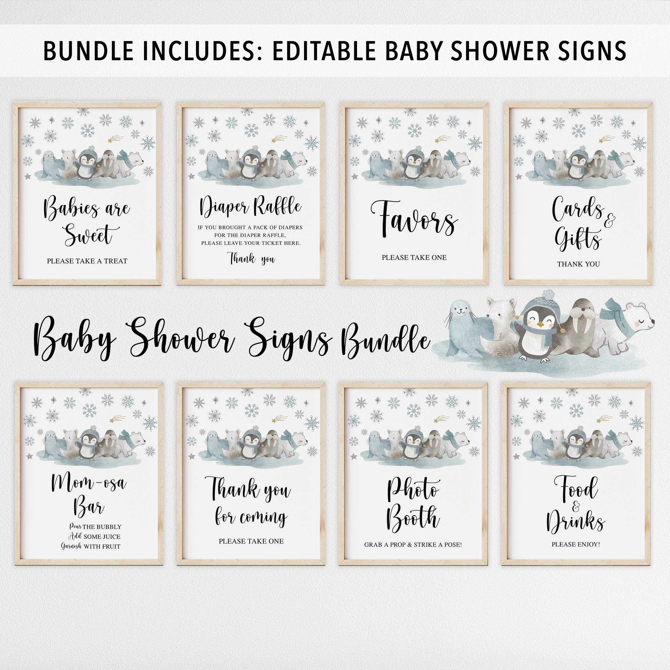 Complete Winter Animals Baby Shower Bundle