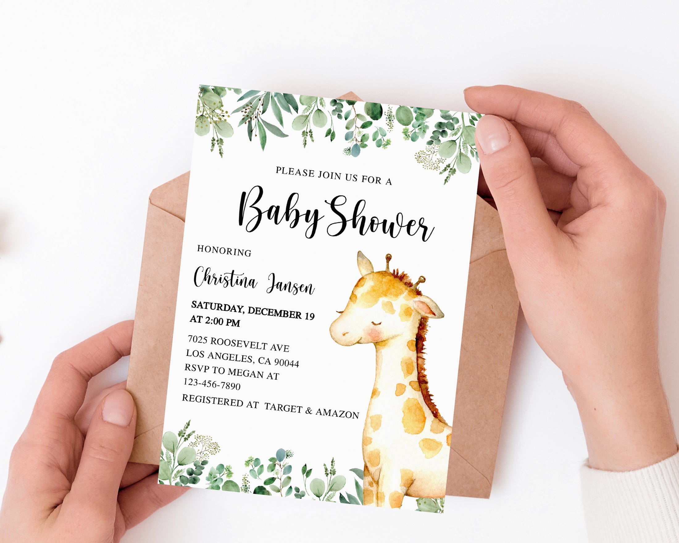 Giraffe Baby Shower Invite