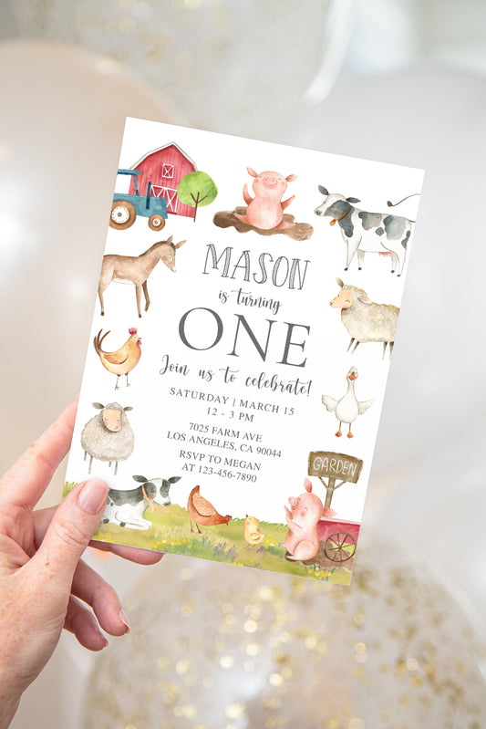 Farm Animals Birthday Invite