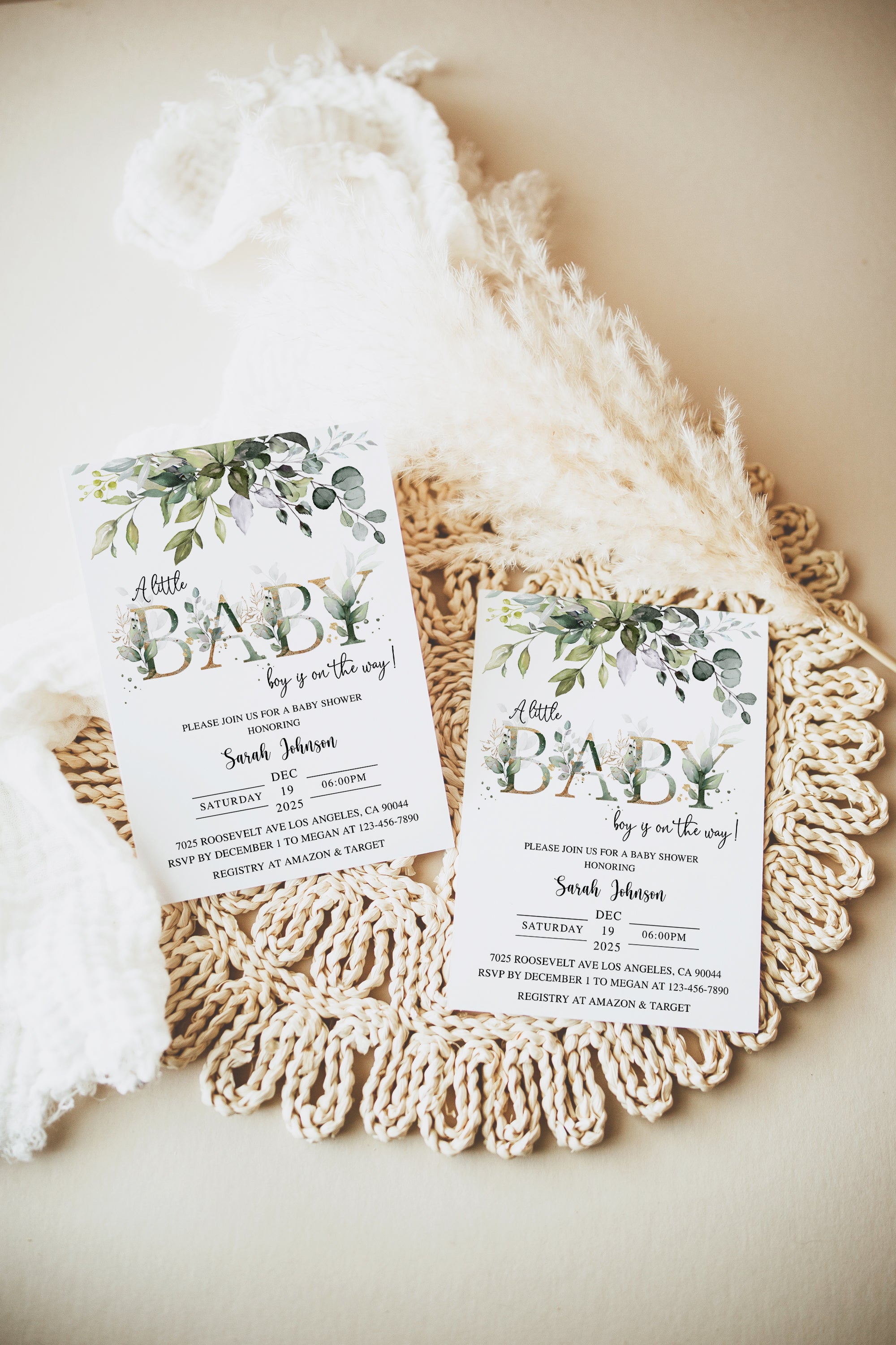 Greenery Baby Shower Invite