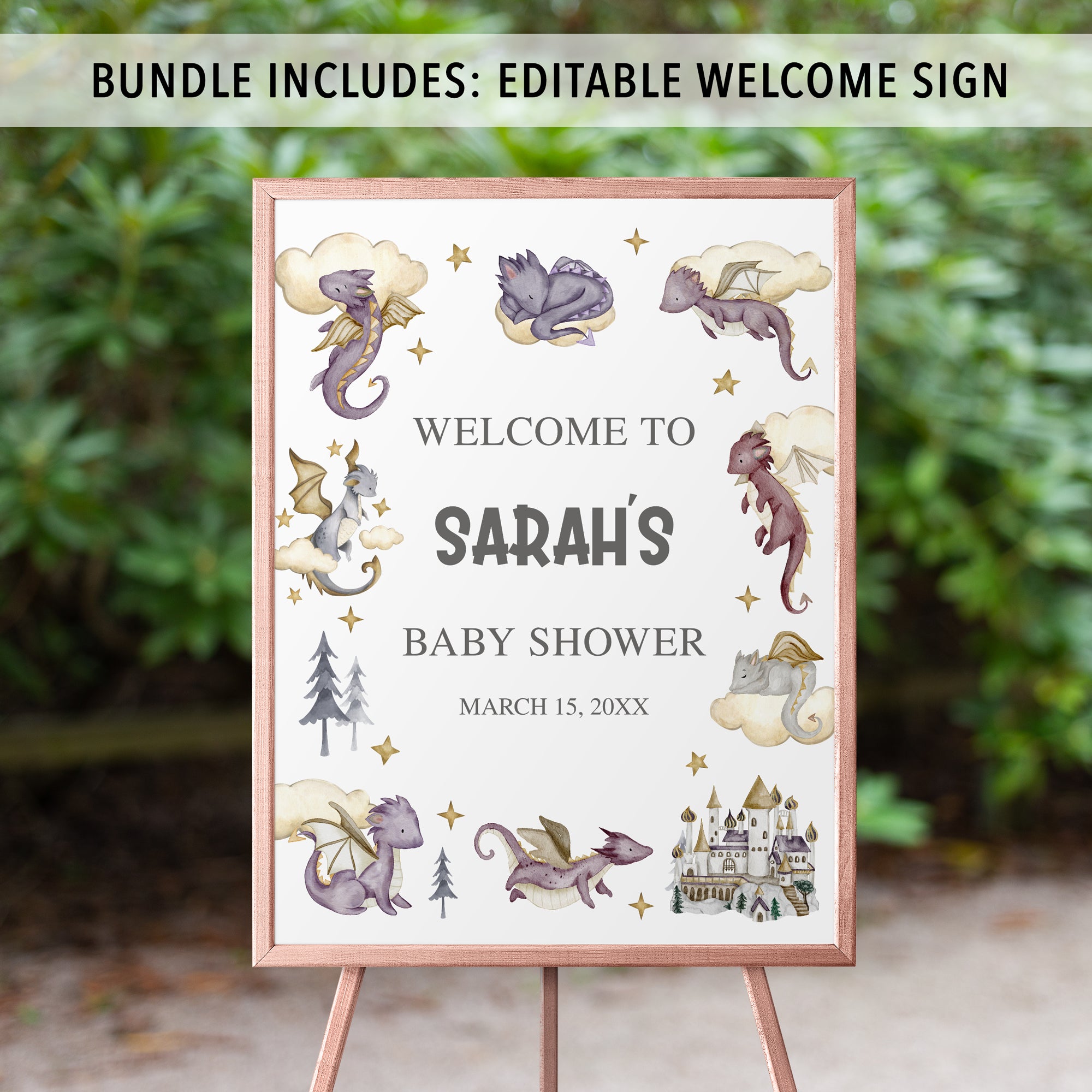 Complete Purple Dragon Baby Shower Bundle