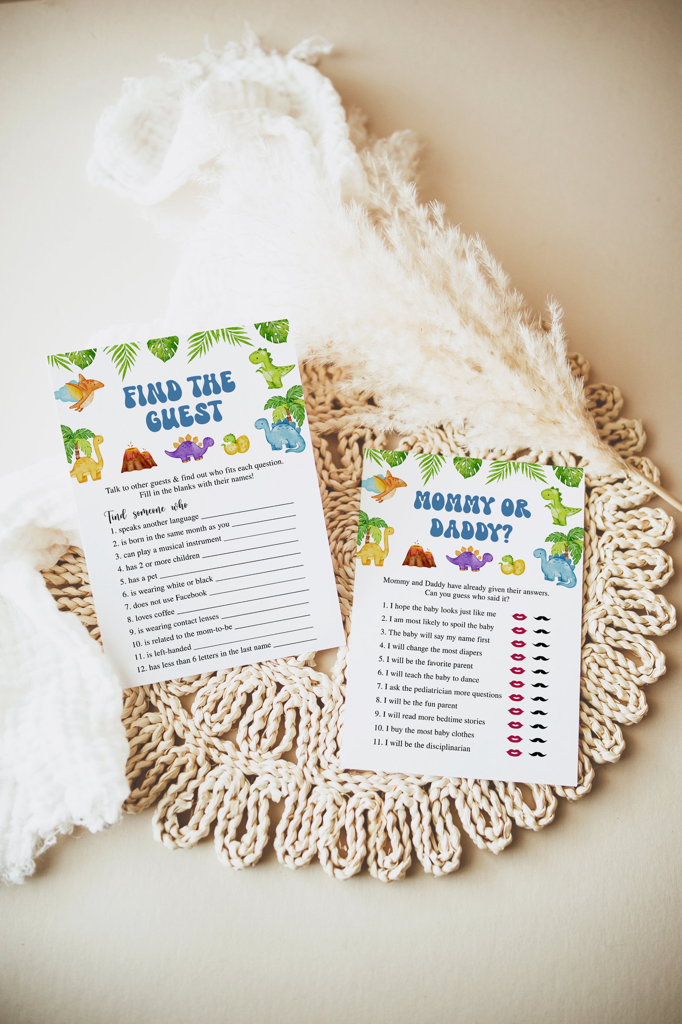 14 Colorful Dinosaurs Baby Shower Games