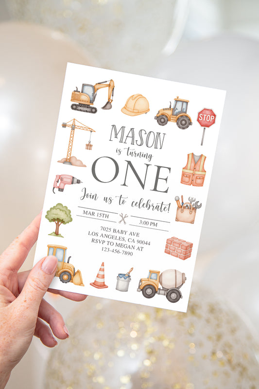 Construction Birthday Invite