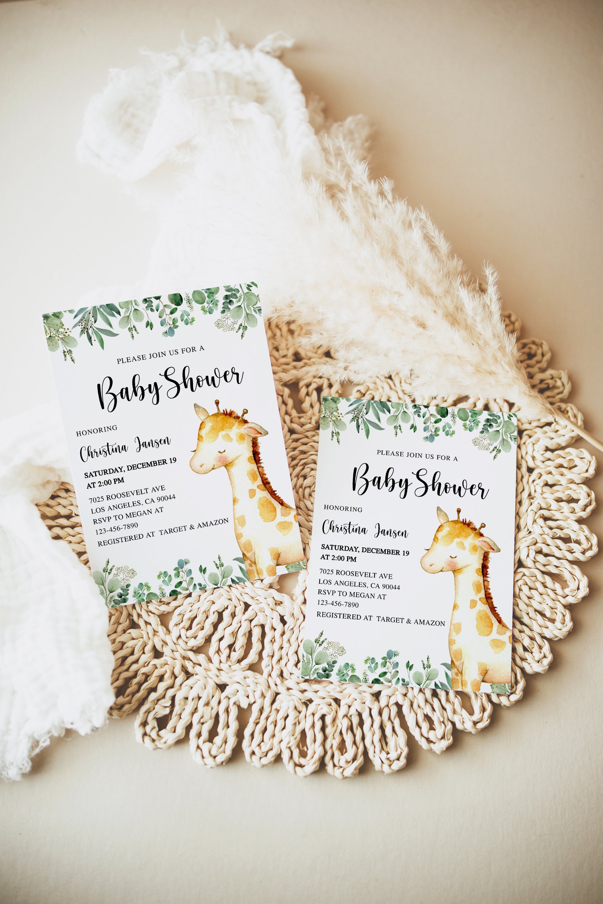 Giraffe Baby Shower Invite