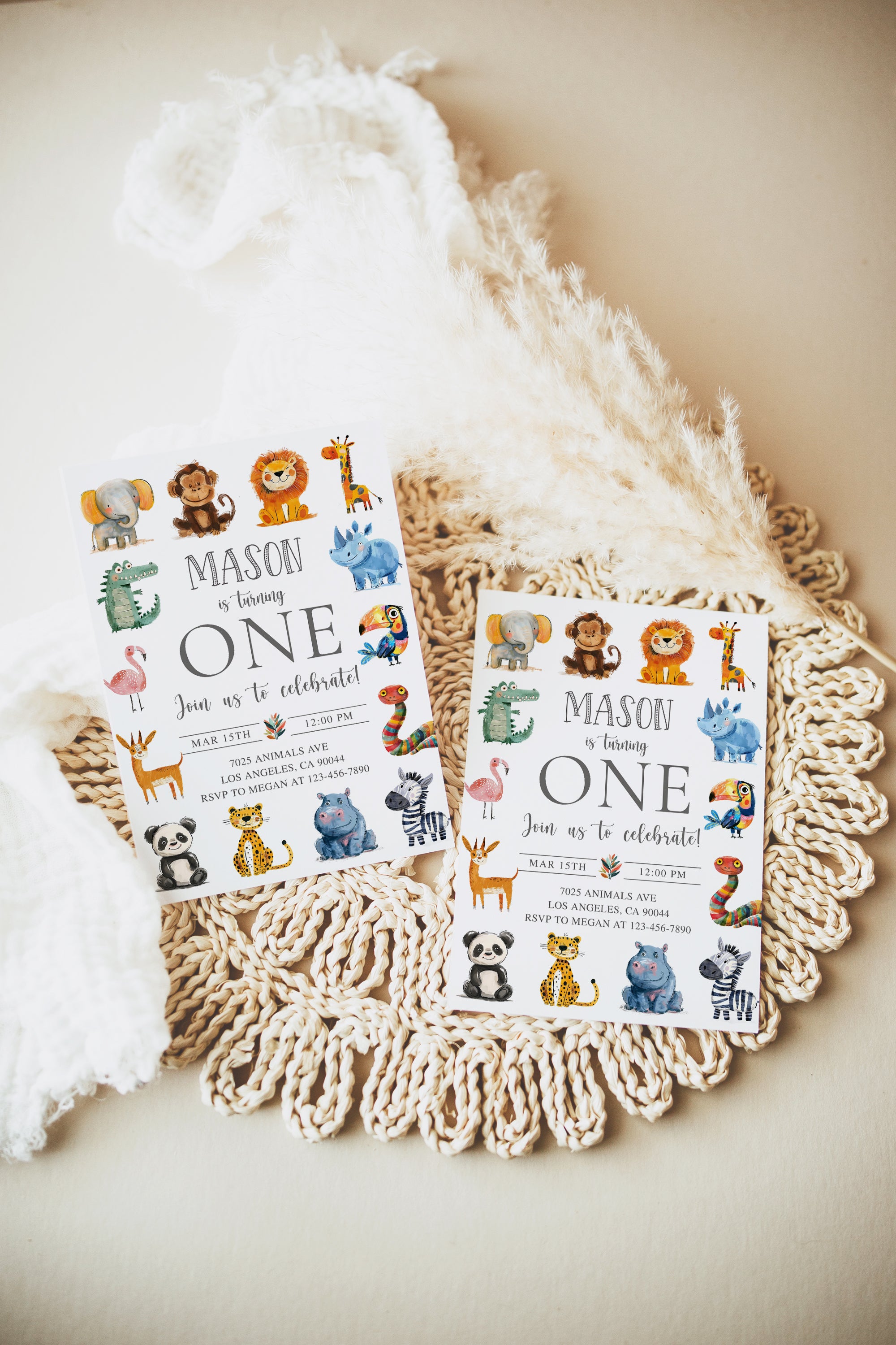 Colorful Animals Invite