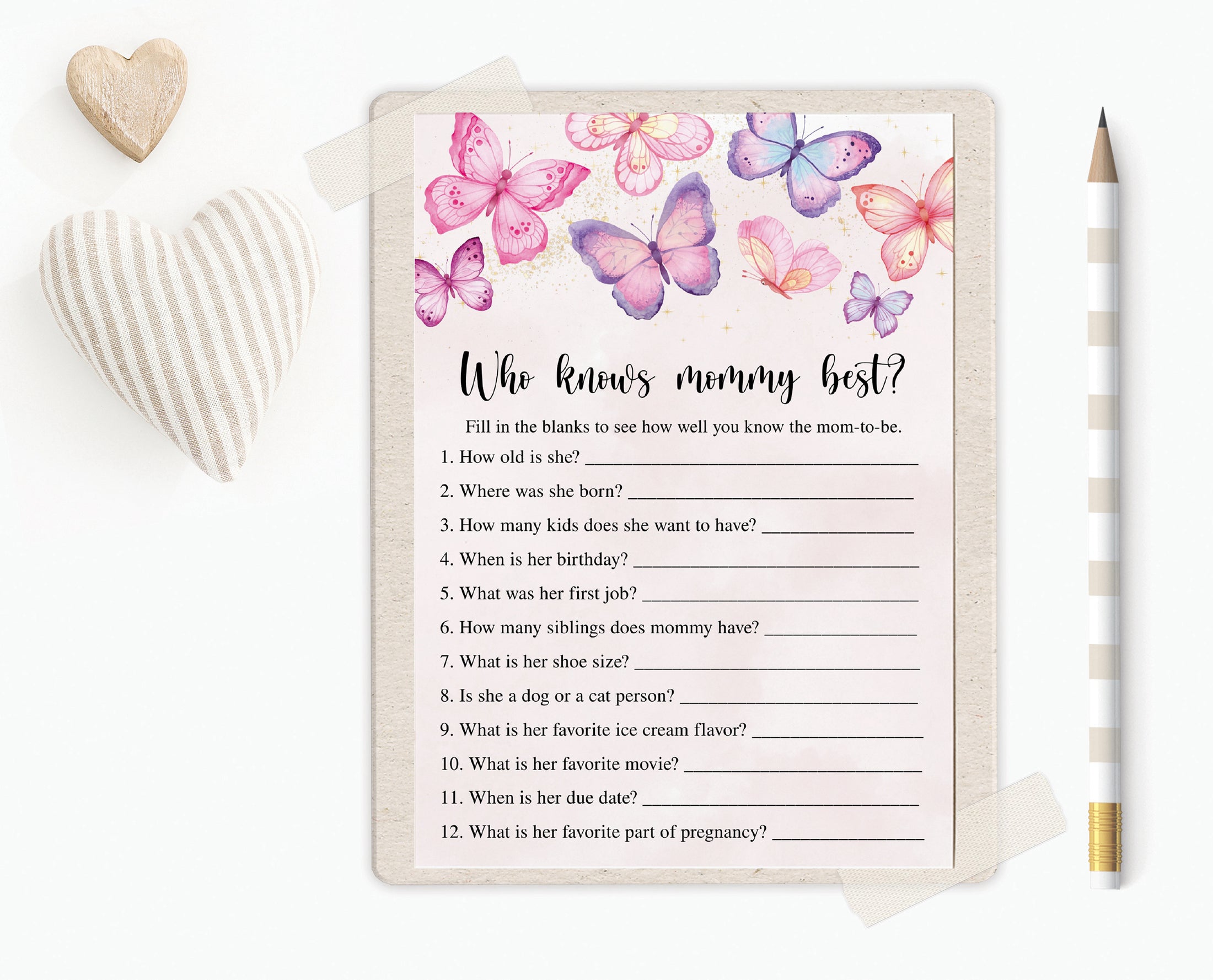 14 Butterflies Baby Shower Games