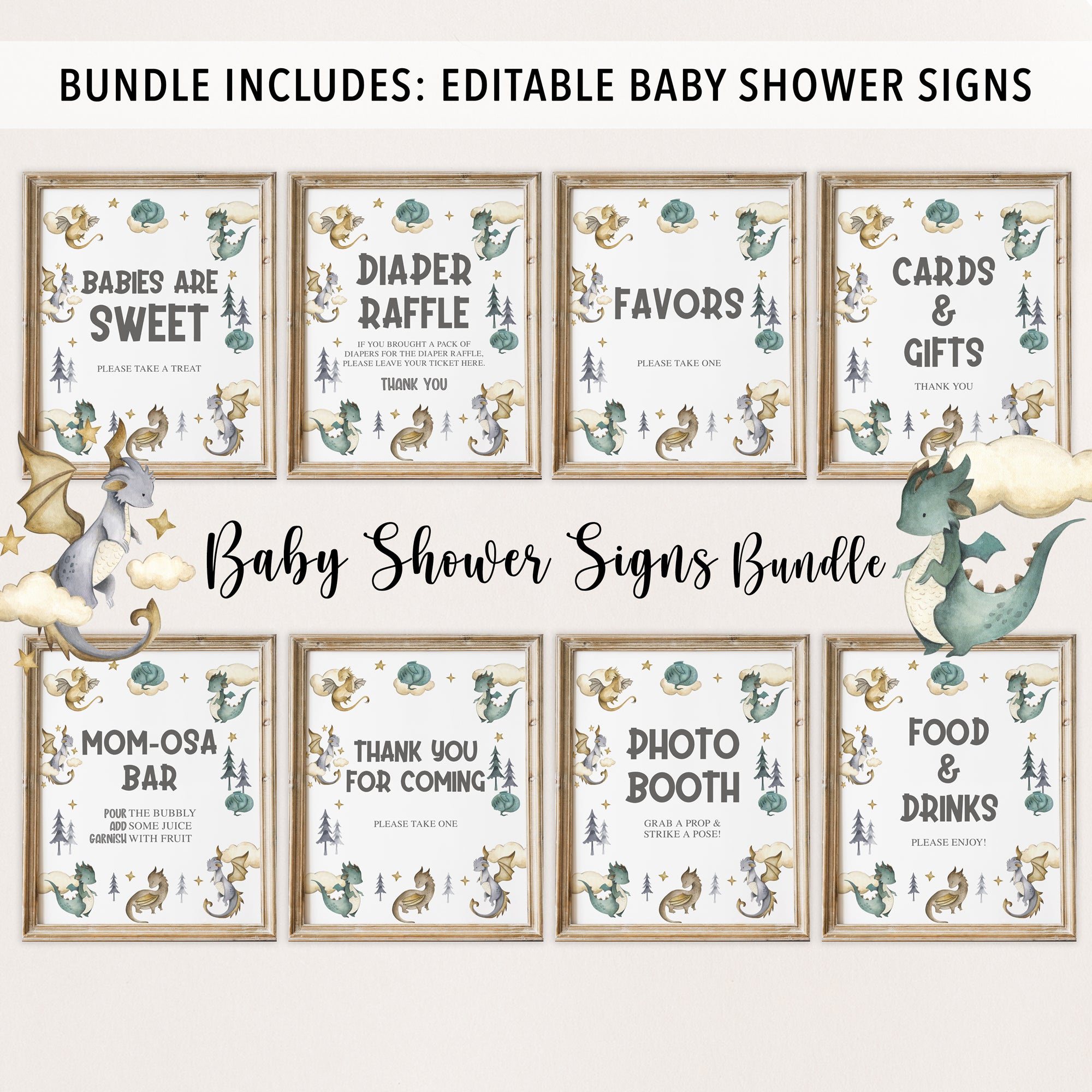 Complete Dragon Baby Shower Bundle