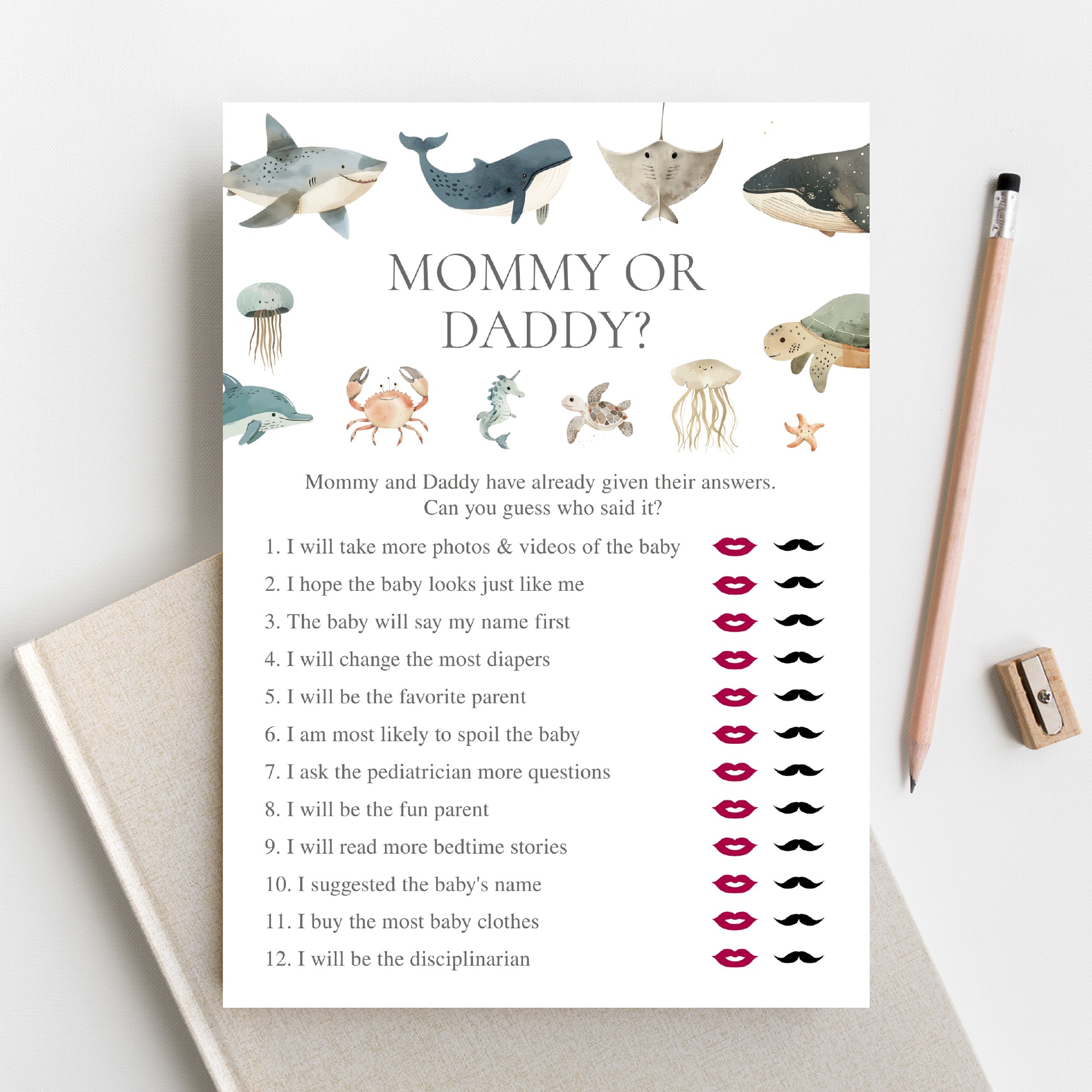 14 Sea Animals Baby Shower Games