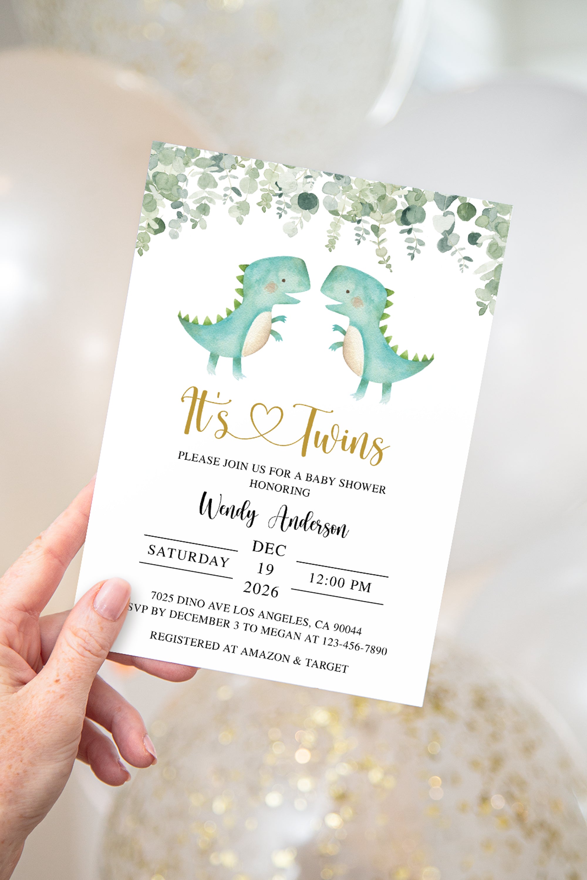 Twin Trex Baby Shower Invite