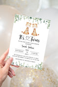 Load image into Gallery viewer, Twin Giraffes Baby Shower Invite
