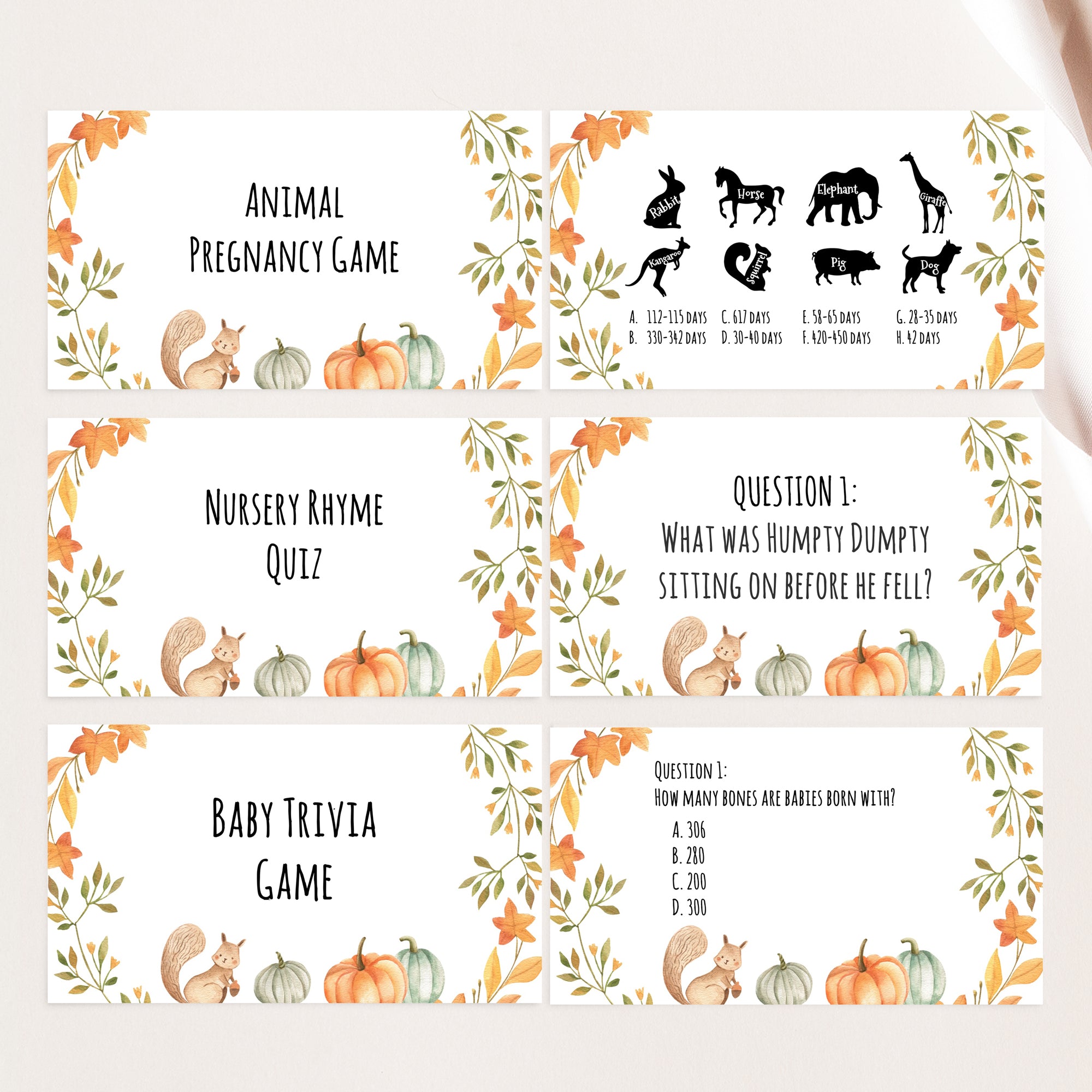 Fall Virtual Baby Shower Games