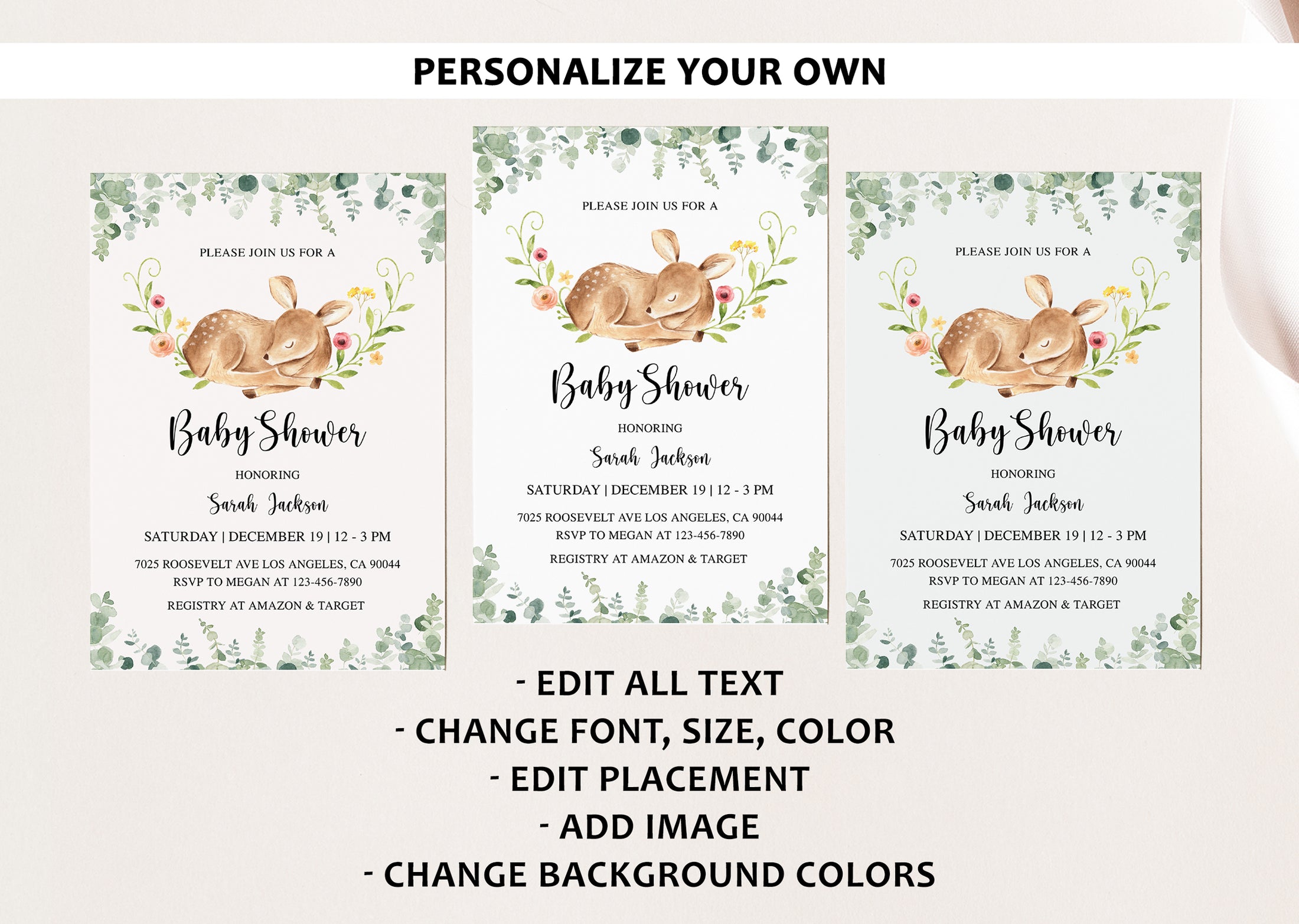 Deer Baby Shower Invite & Games