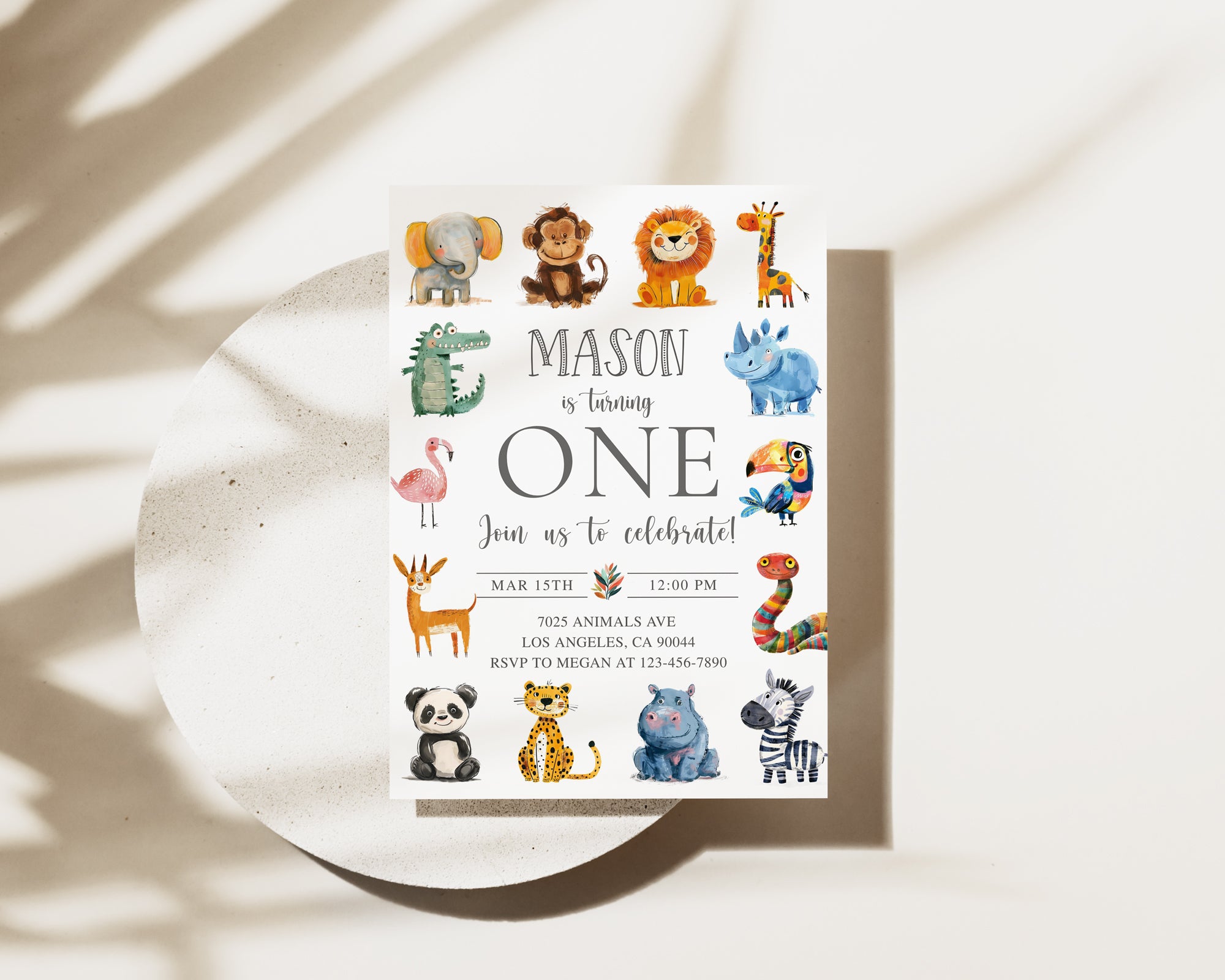 Colorful Animals Invite
