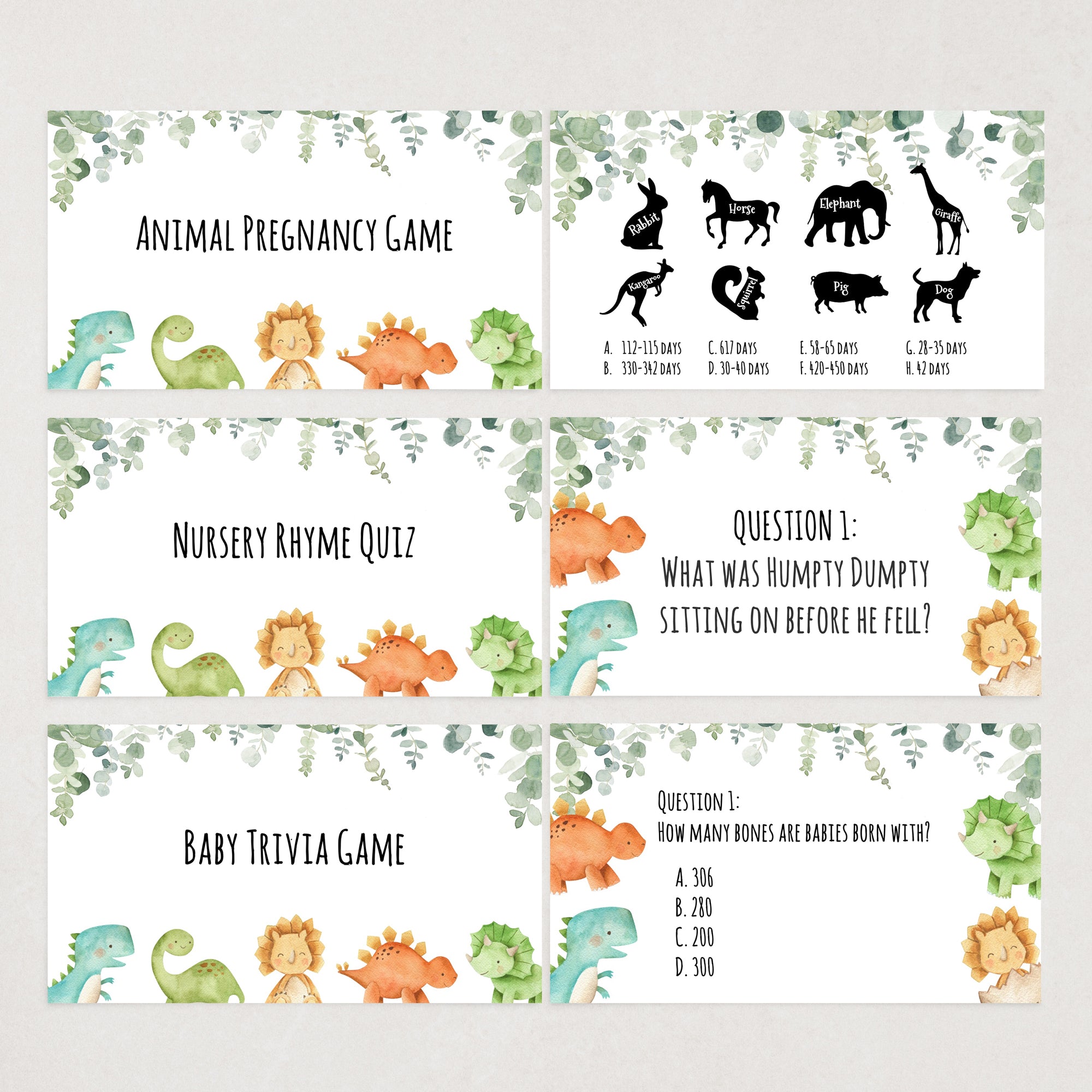 Dinosaur Virtual Baby Shower Games