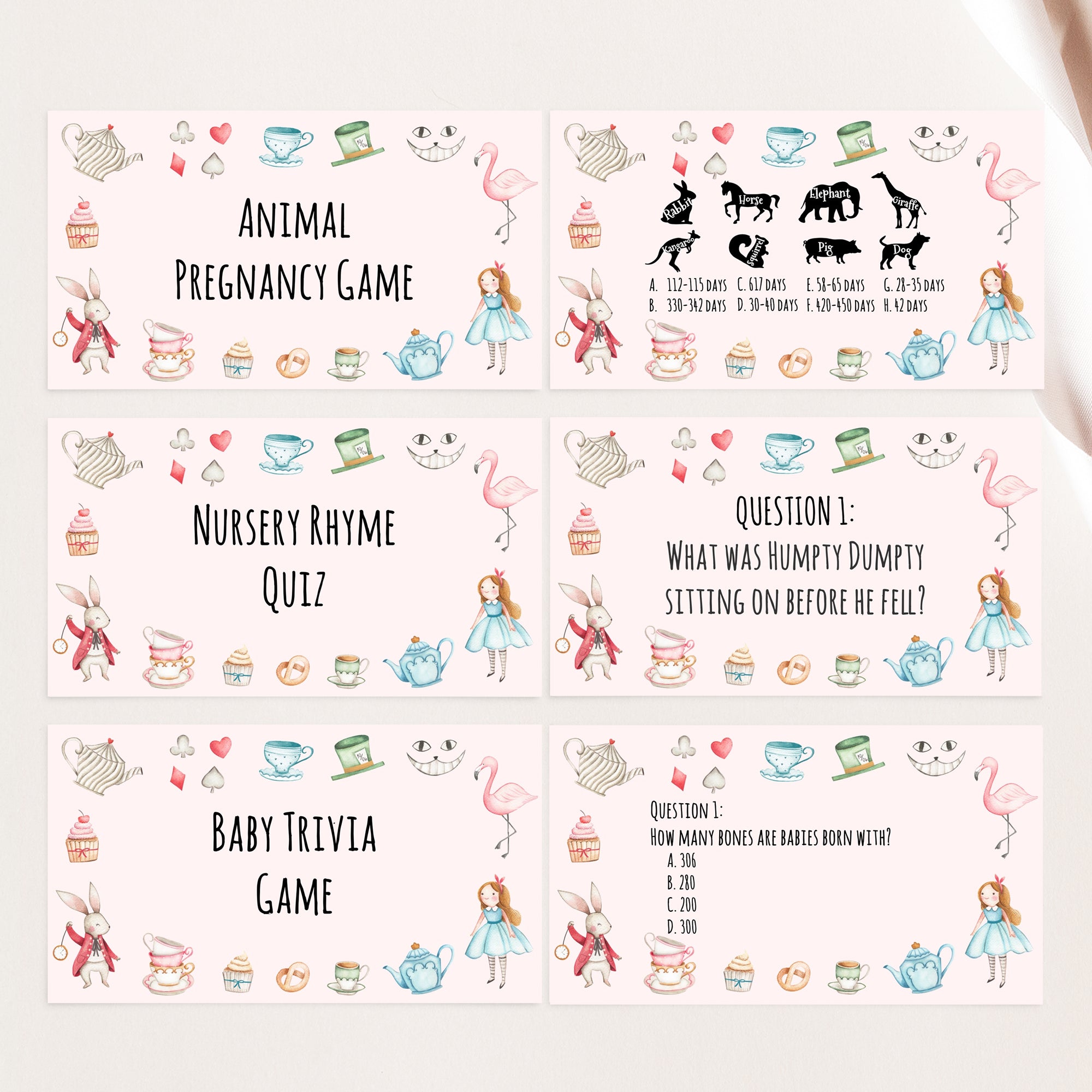 Alice in Wonderland Virtual Baby Shower Games