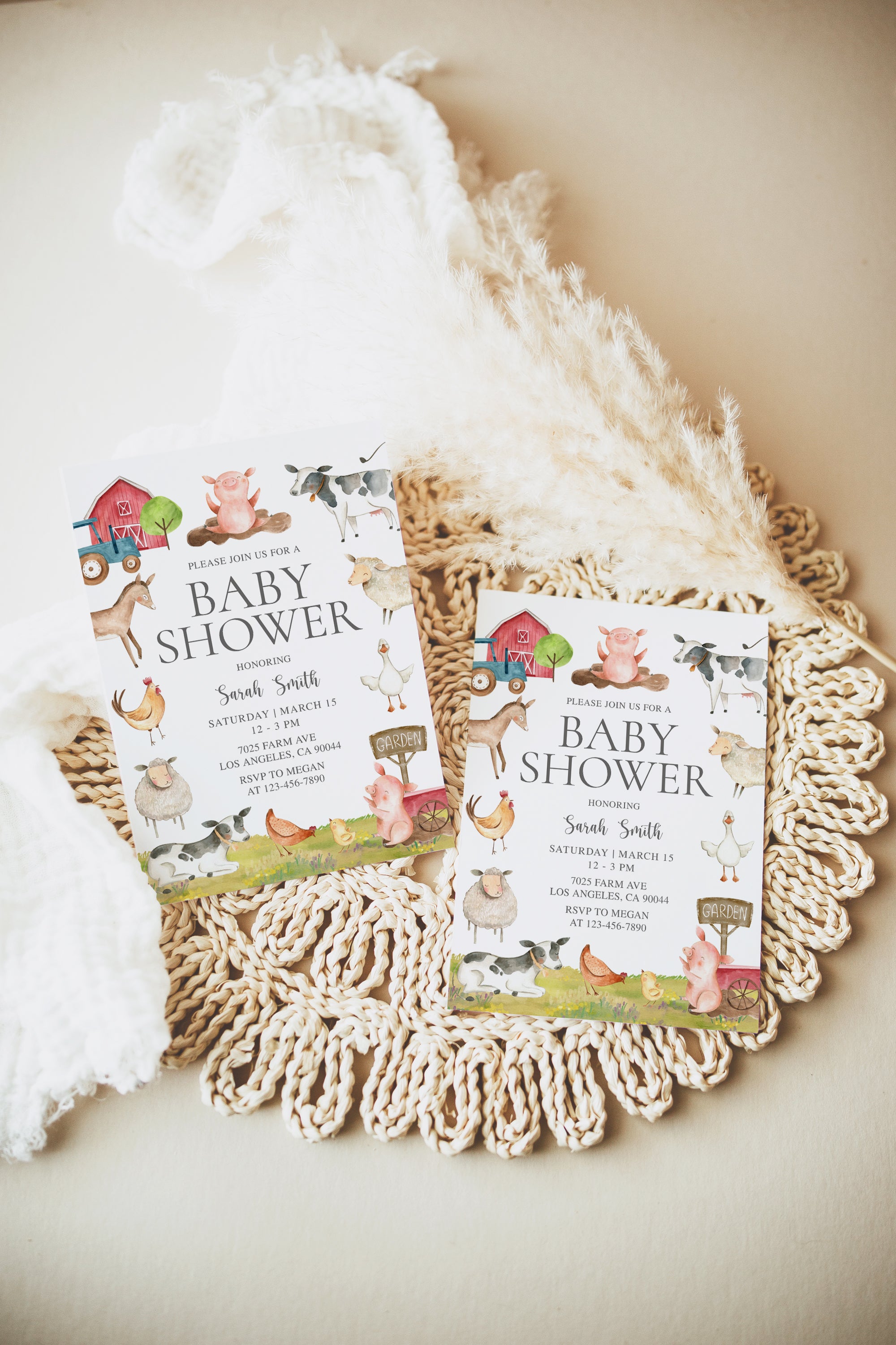 Farm Animals Baby Shower Invite