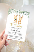 Load image into Gallery viewer, Twin Bunnies Baby Shower Invite
