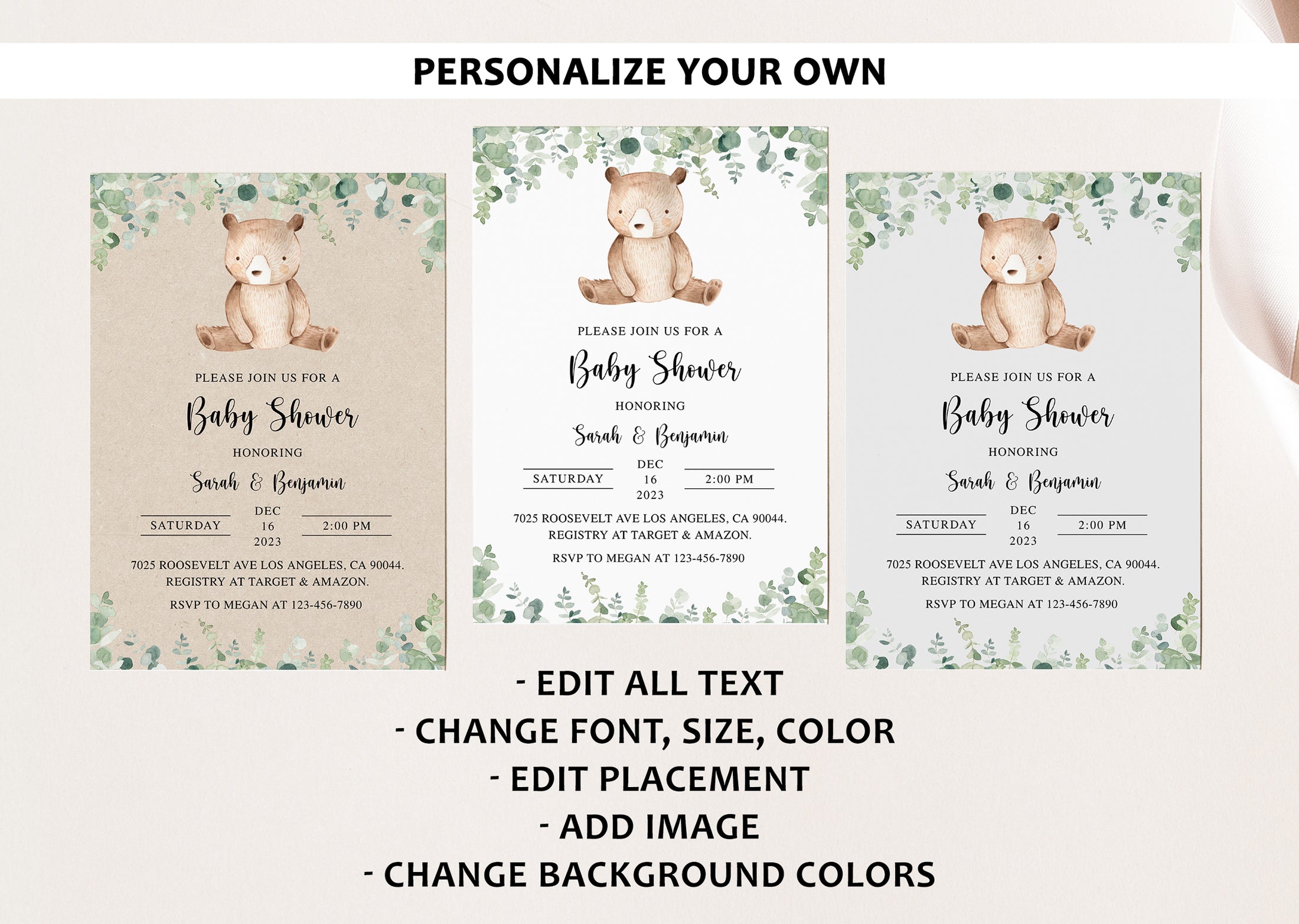 Bear Baby Shower Invite & Games