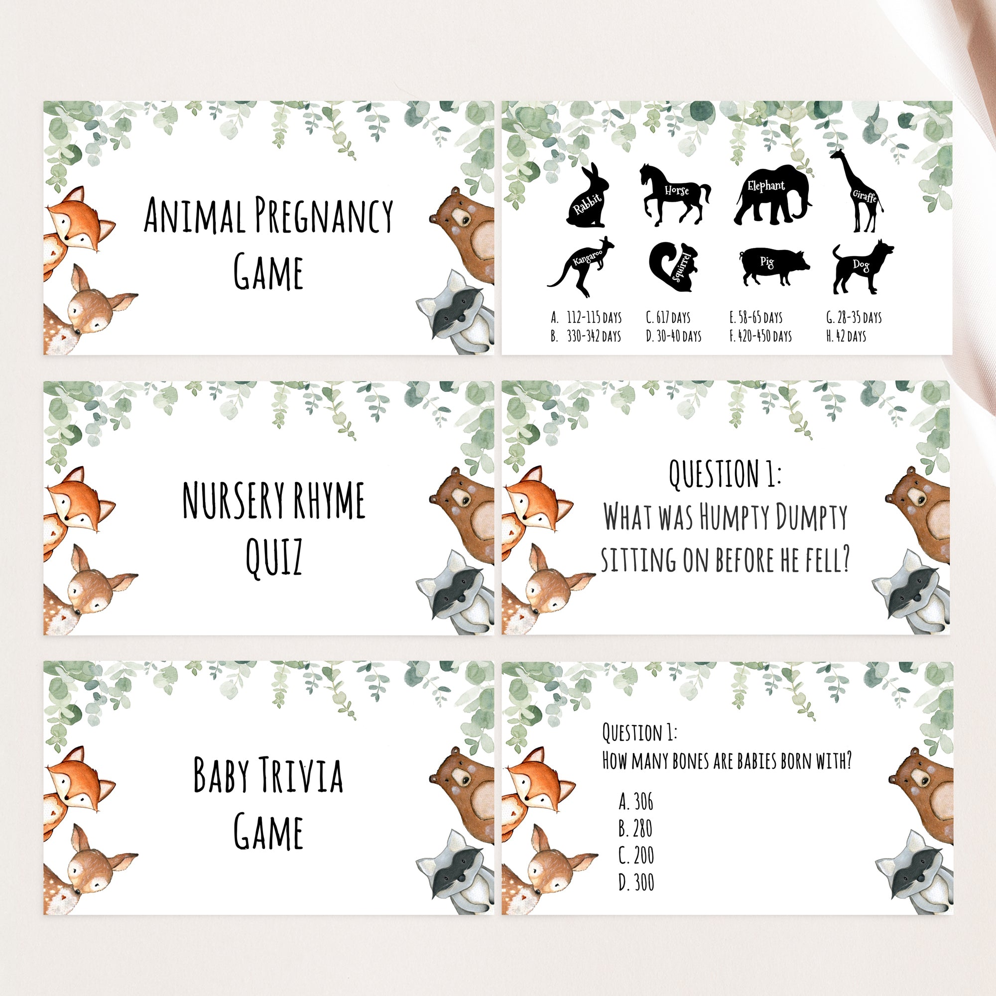 Woodland Baby Shower Games