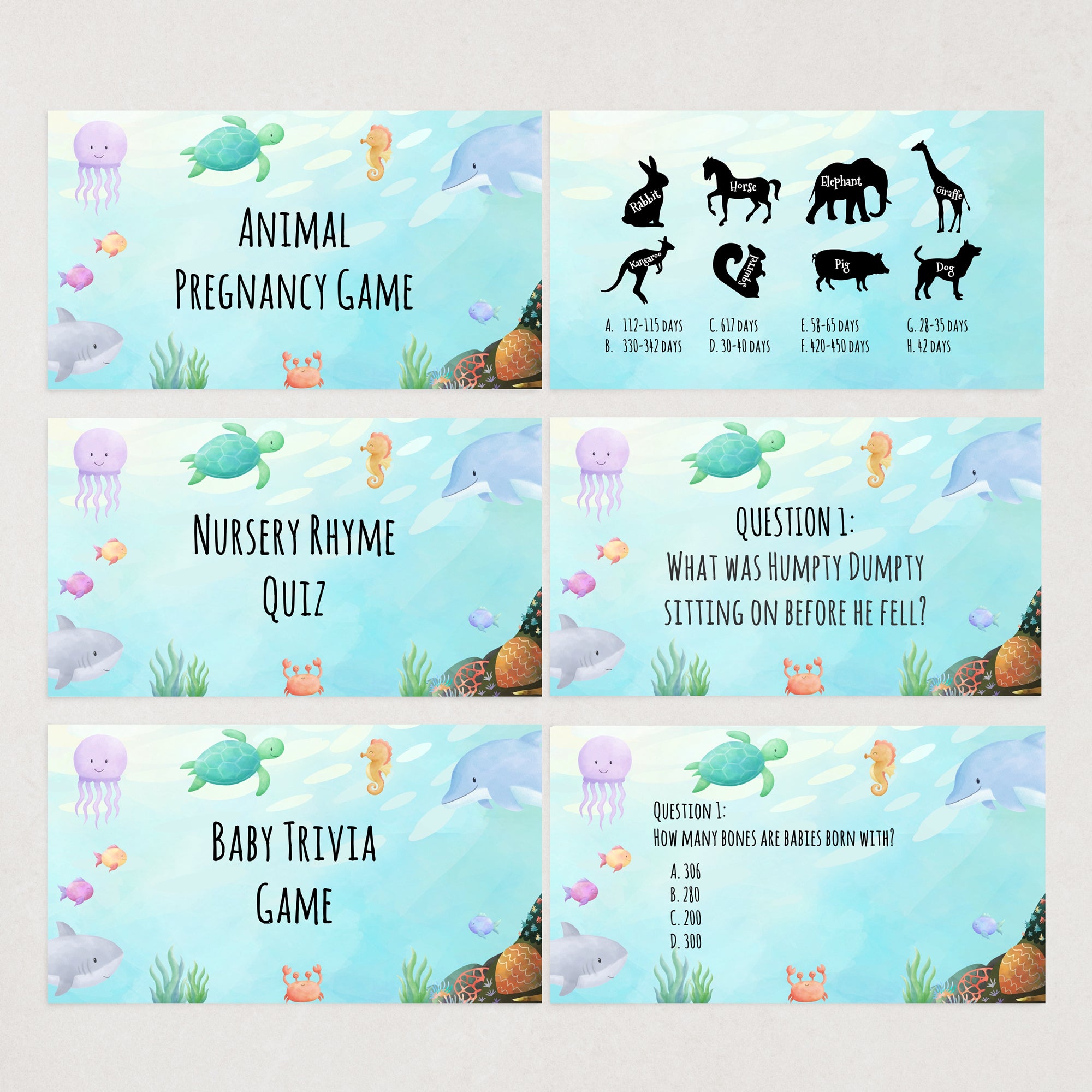 Under the Sea Virtual Baby Shower Games