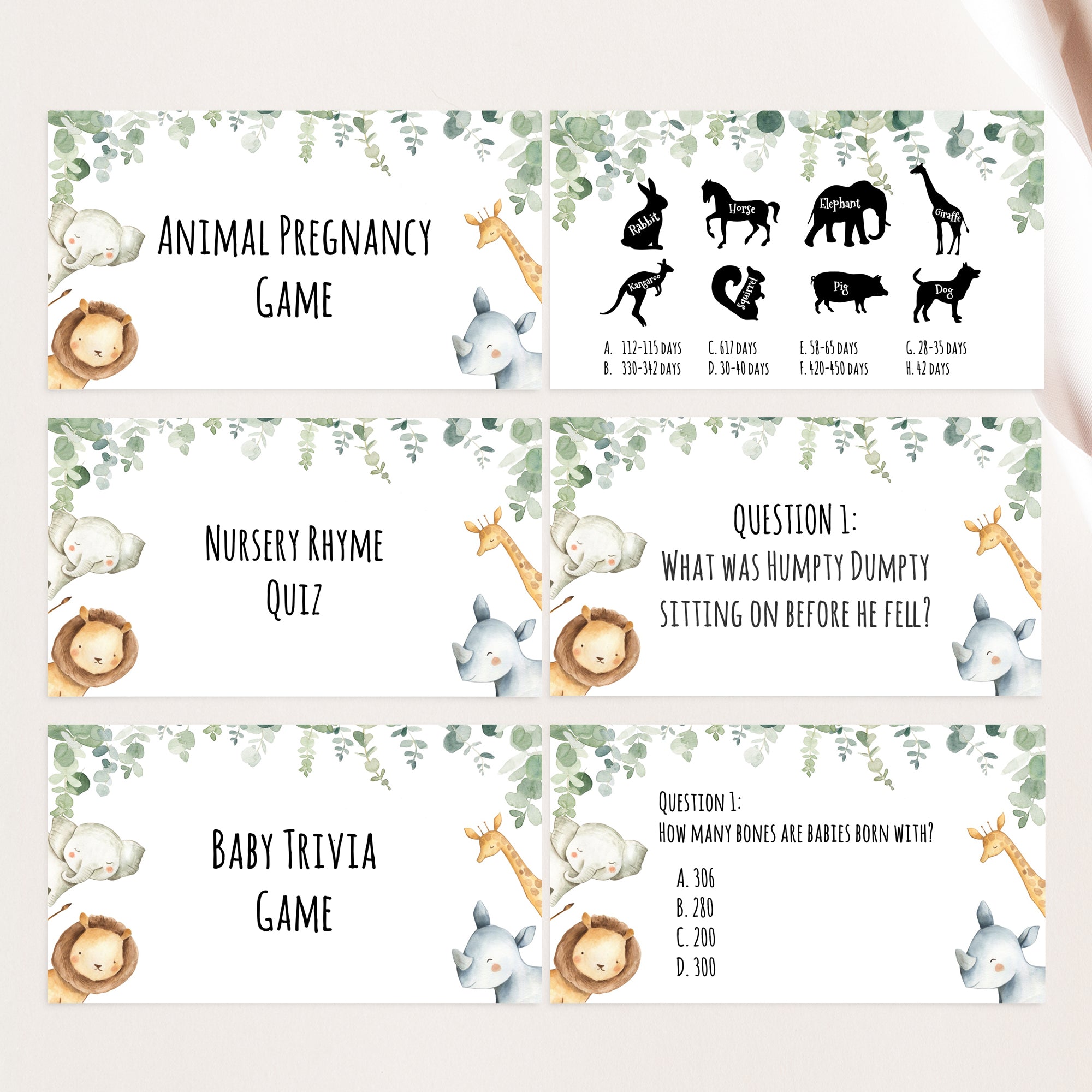 Safari Virtual Baby Shower Games