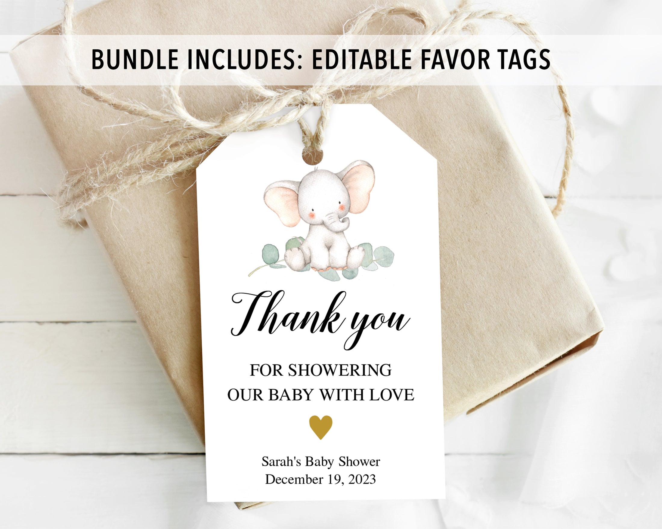 Complete Elephant Baby Shower Bundle