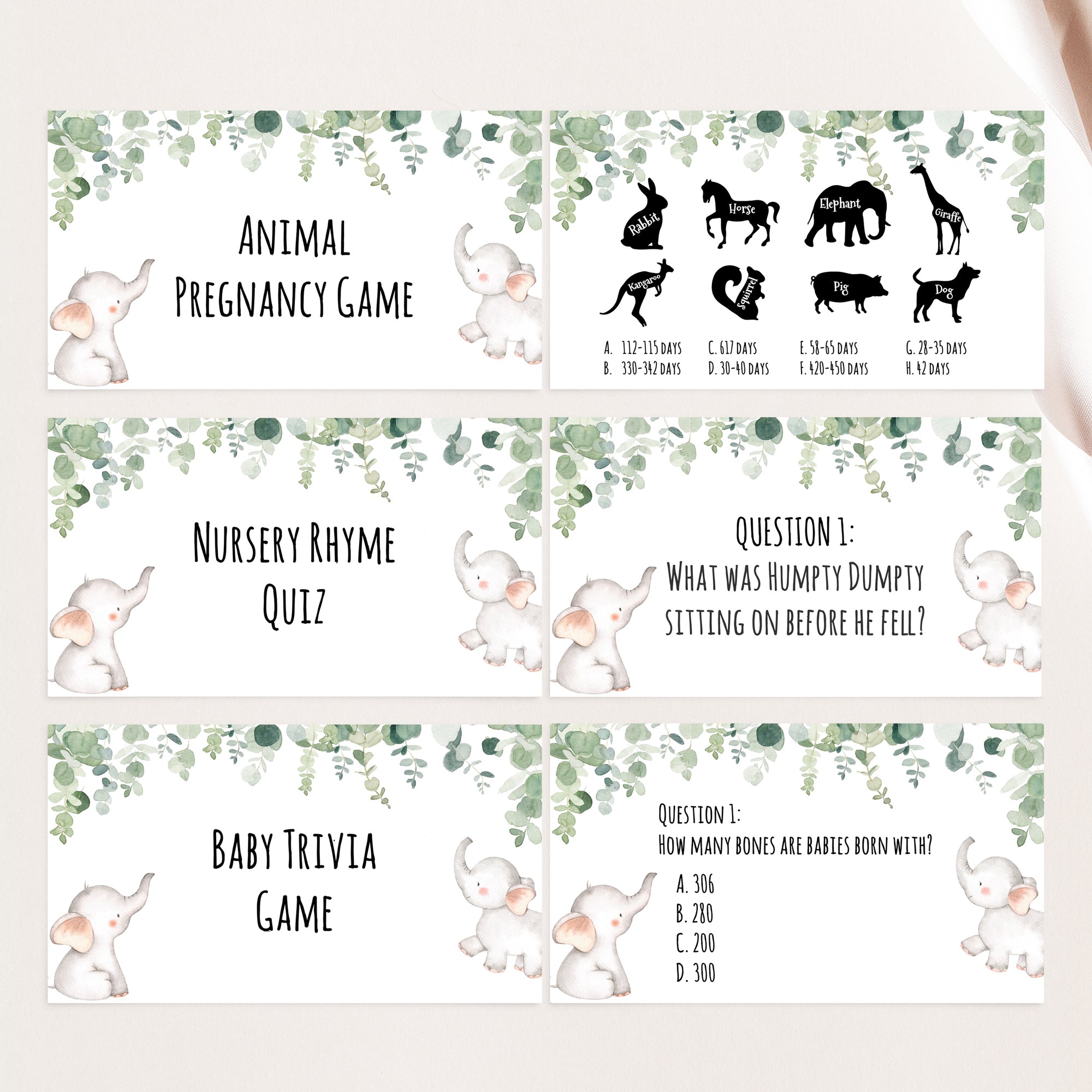 Elephant Virtual Baby Shower Games