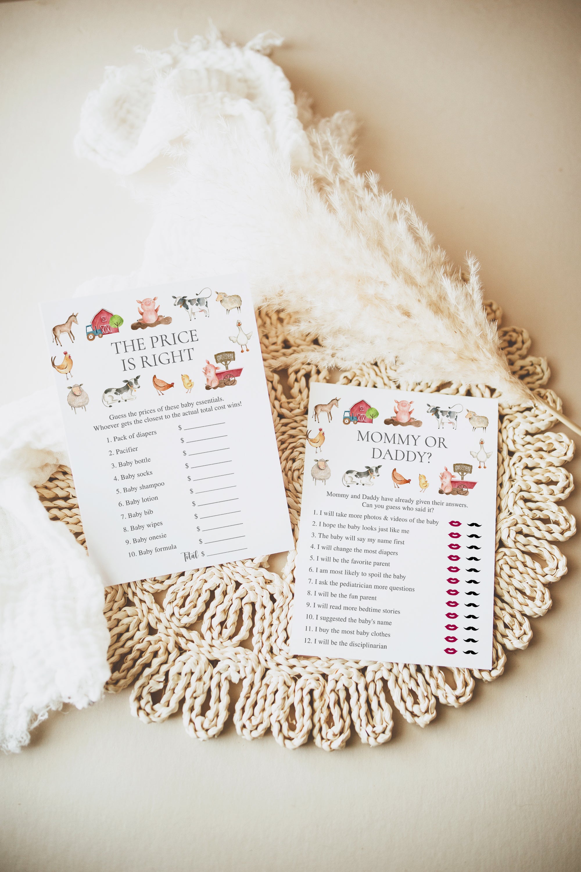 14 Farm Animals Baby Shower Games