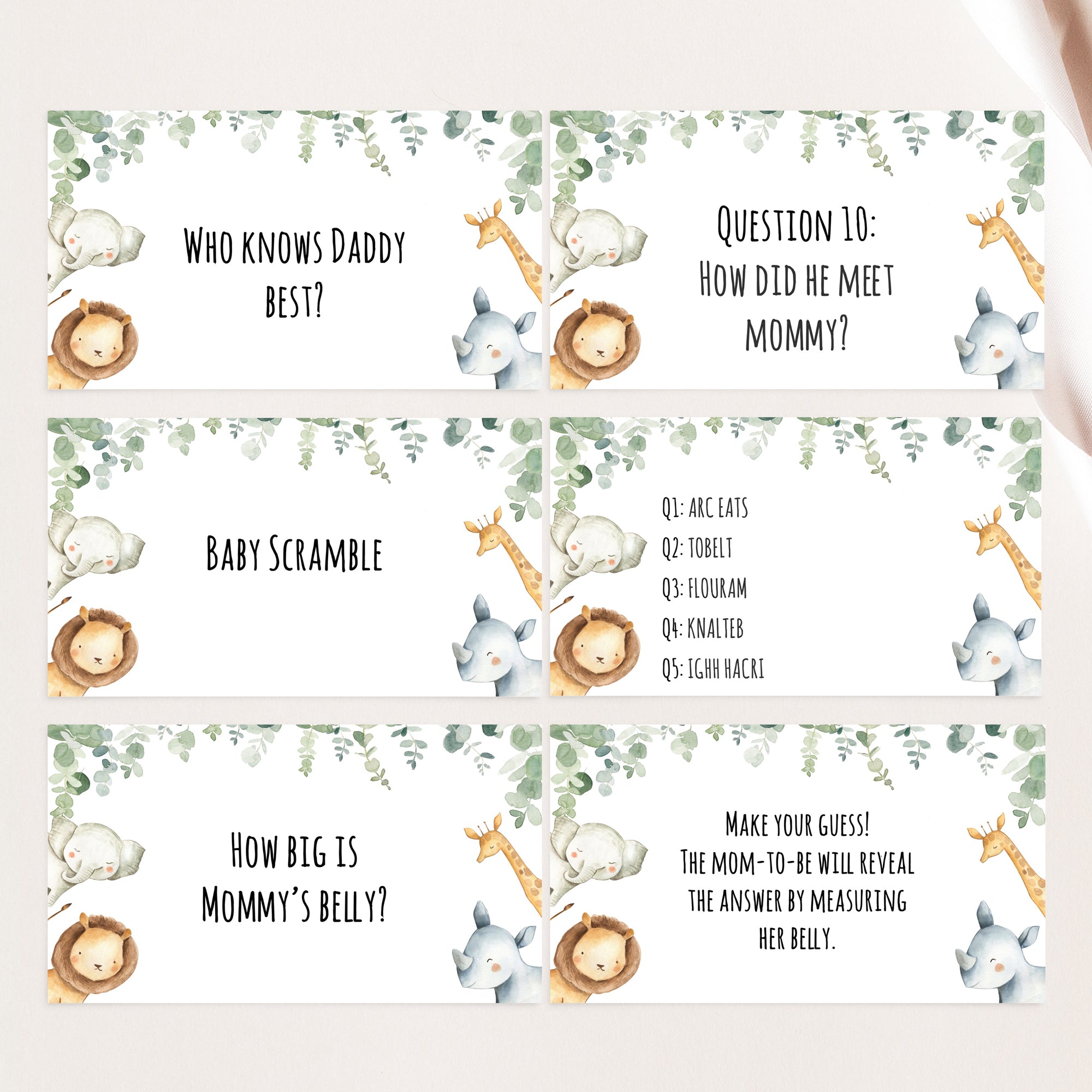Safari Virtual Baby Shower Games