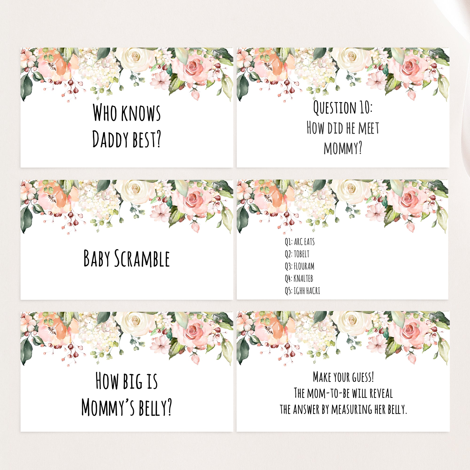 Garden Floral Virtual Baby Shower Games