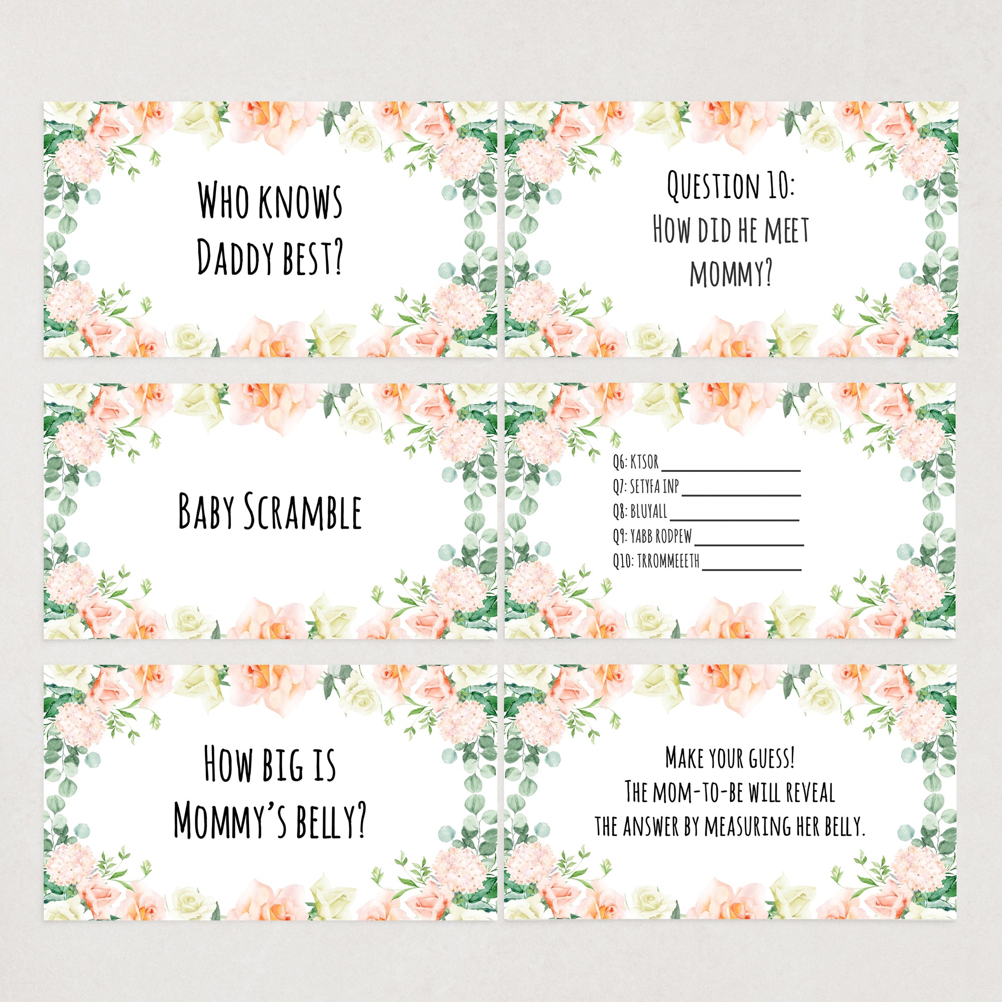 Baby Floral Virtual Baby Shower Games