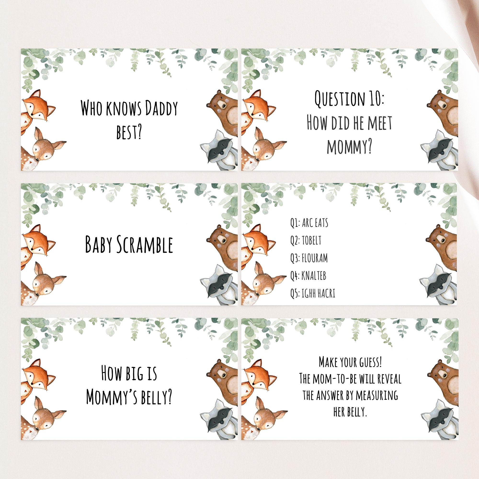 Woodland Baby Shower Games
