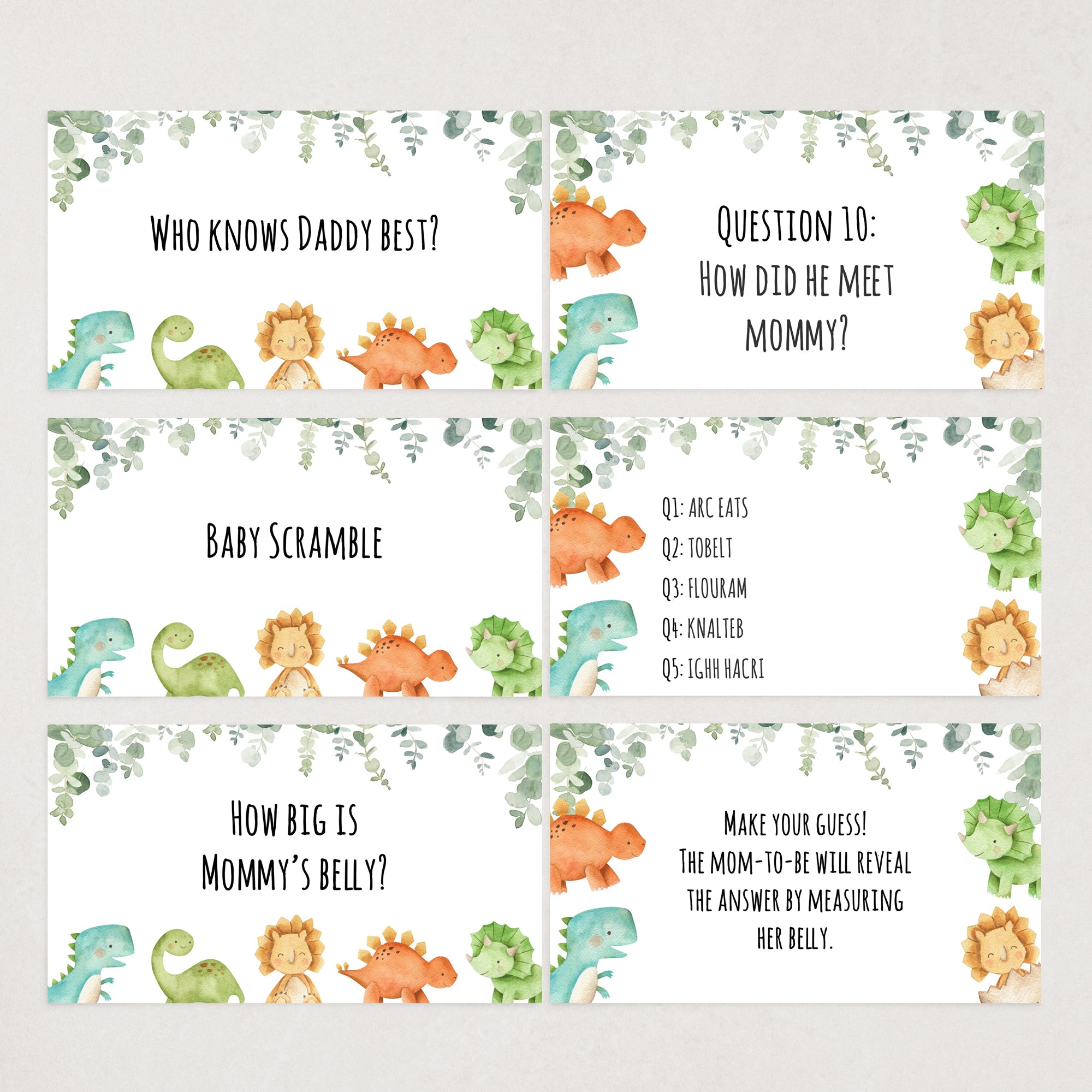 Dinosaur Virtual Baby Shower Games
