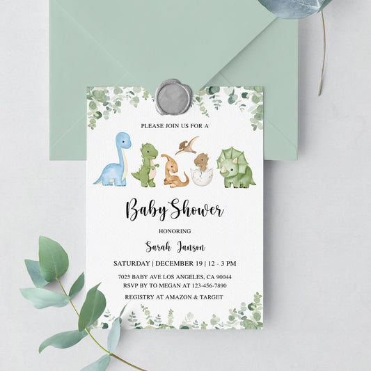 Dinosaur Baby Shower Invite