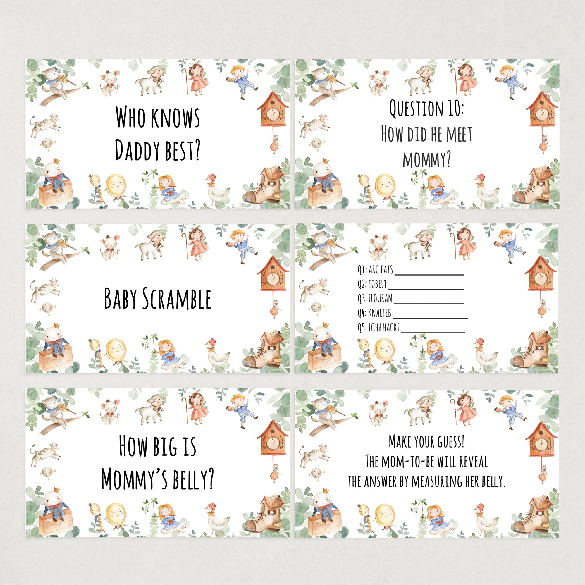 Nursery Rhyme Virtual Baby Shower Games