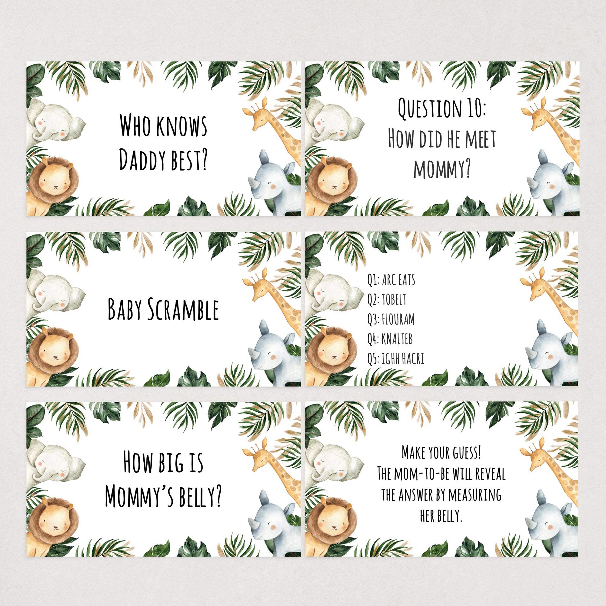 Jungle Safari Virtual Baby Shower Games