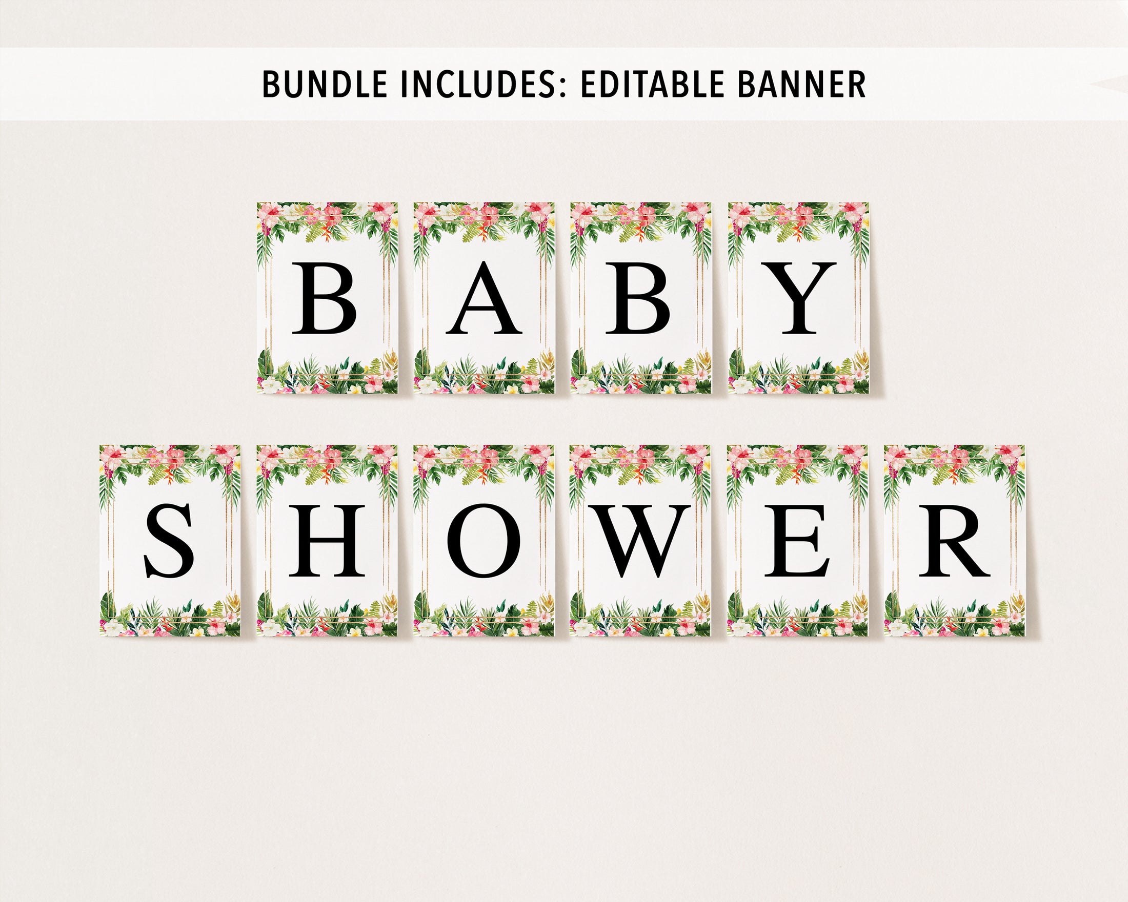 Complete Tropical Floral Baby Shower Bundle