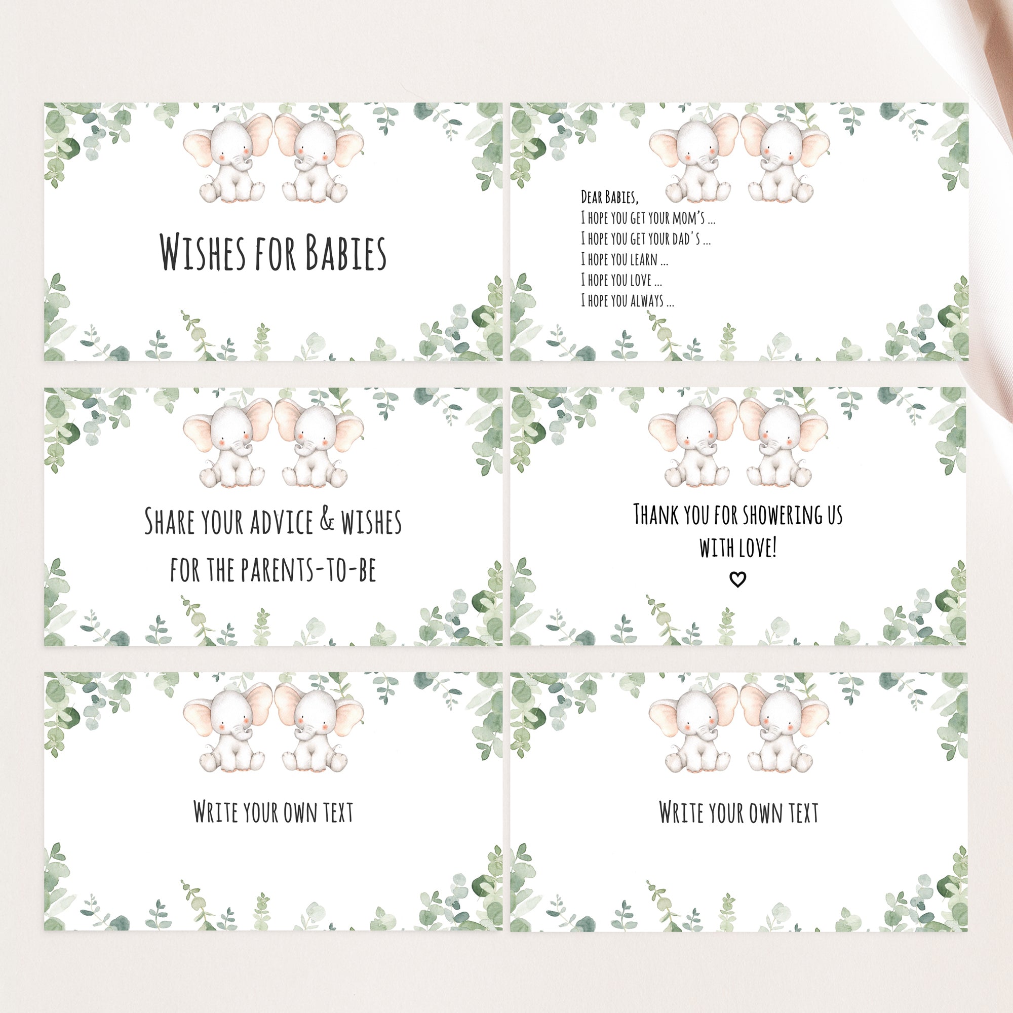 Twin Elephants Virtual Baby Shower Games