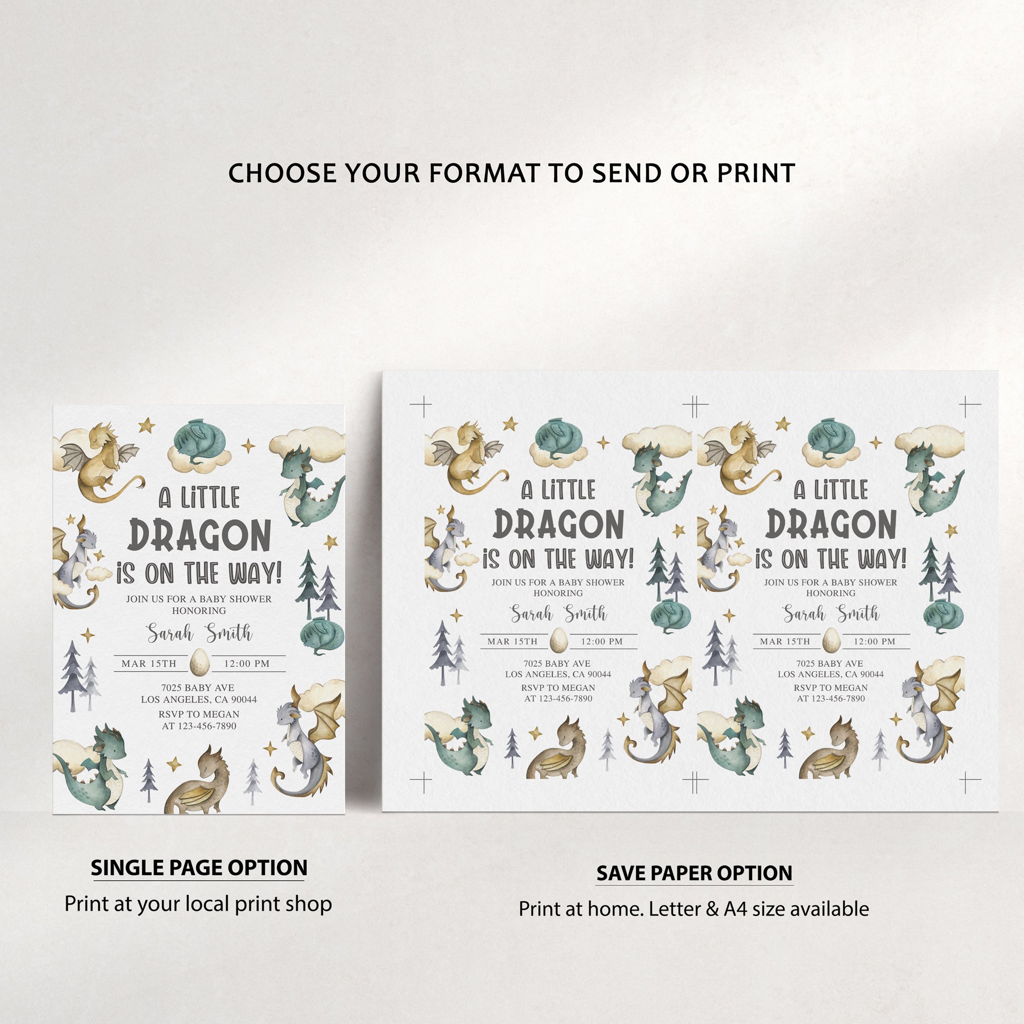 Dragon Baby Shower Invite & Games