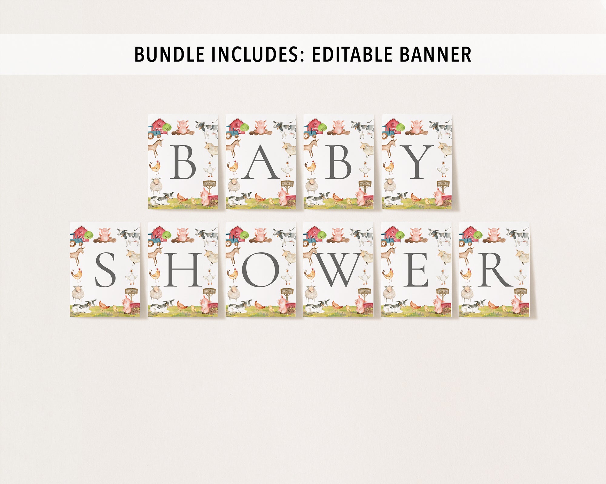 Complete Farm Animals Baby Shower Bundle