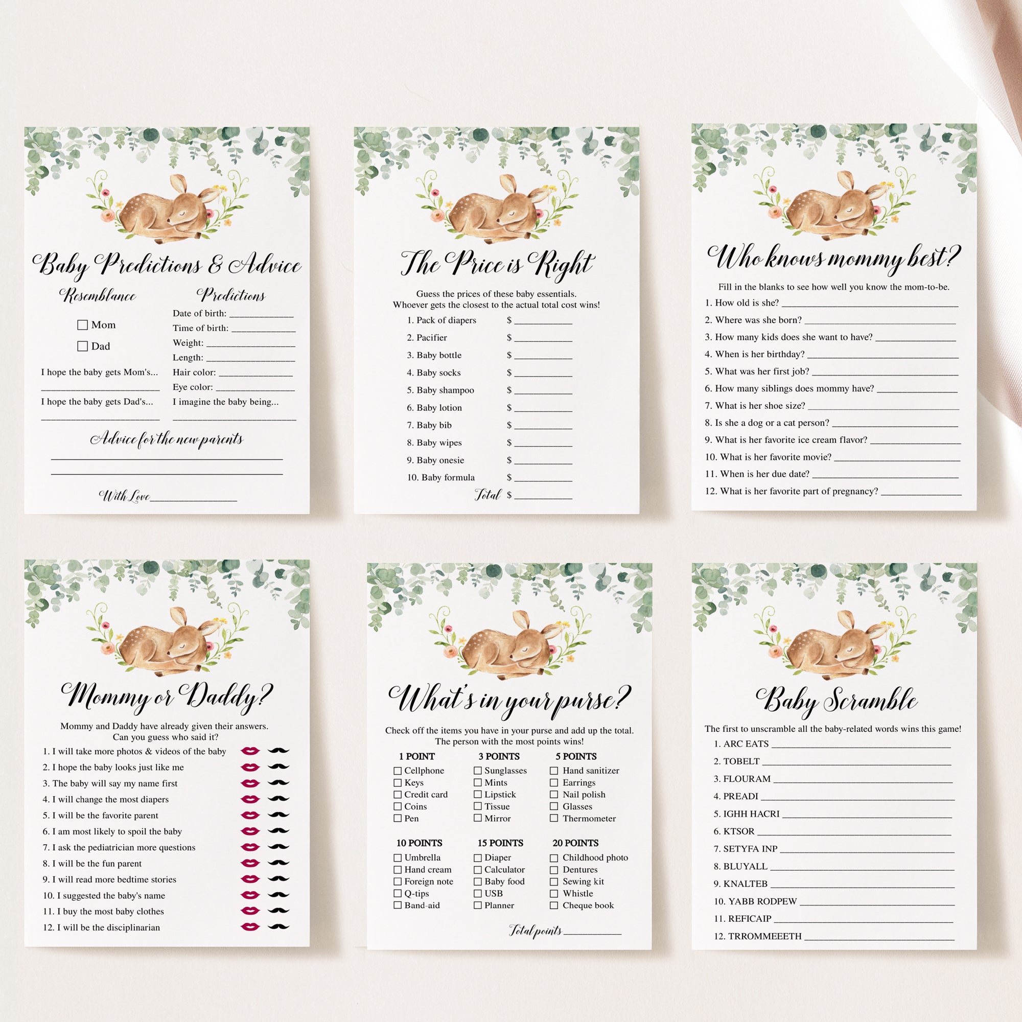 14 Deer Baby Shower Games