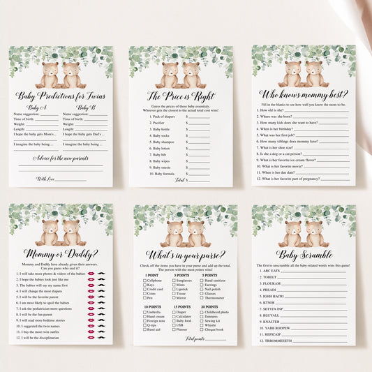 14 Twin Bears Baby Shower Games